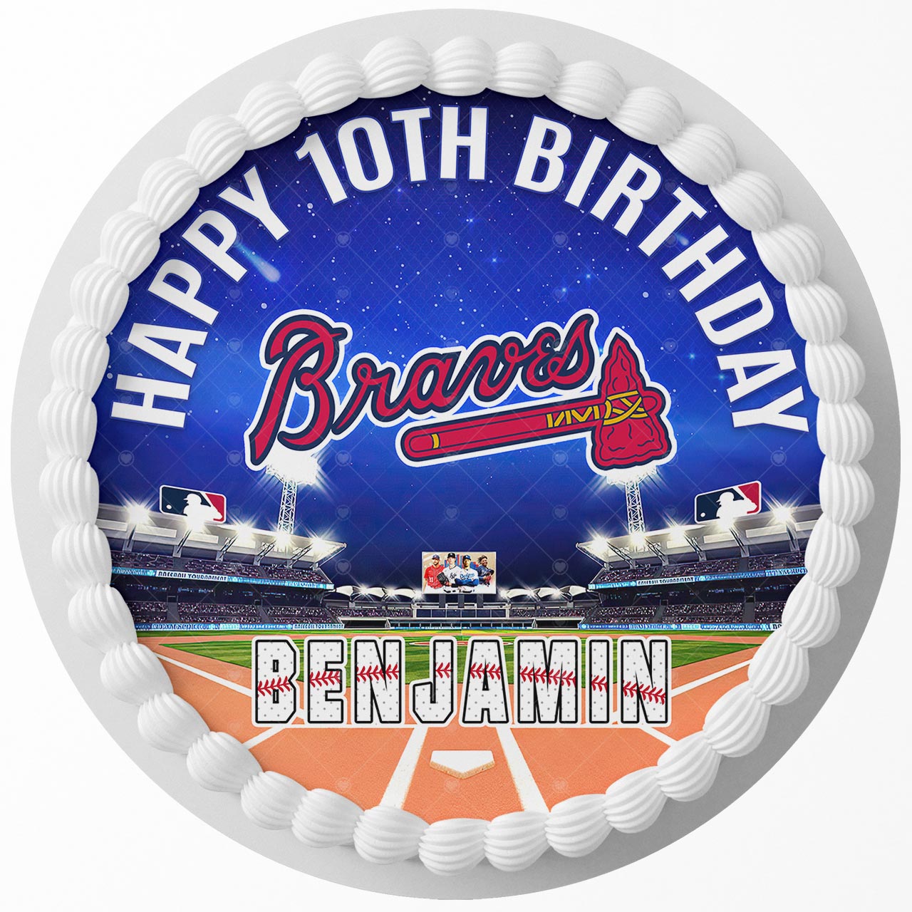Atlanta Braves Round – Icing Sheet Birthday - Personalized Edible Cake Topper | Custom Icing Sheet | Birthday Cake Decoration | Photo Cake Image