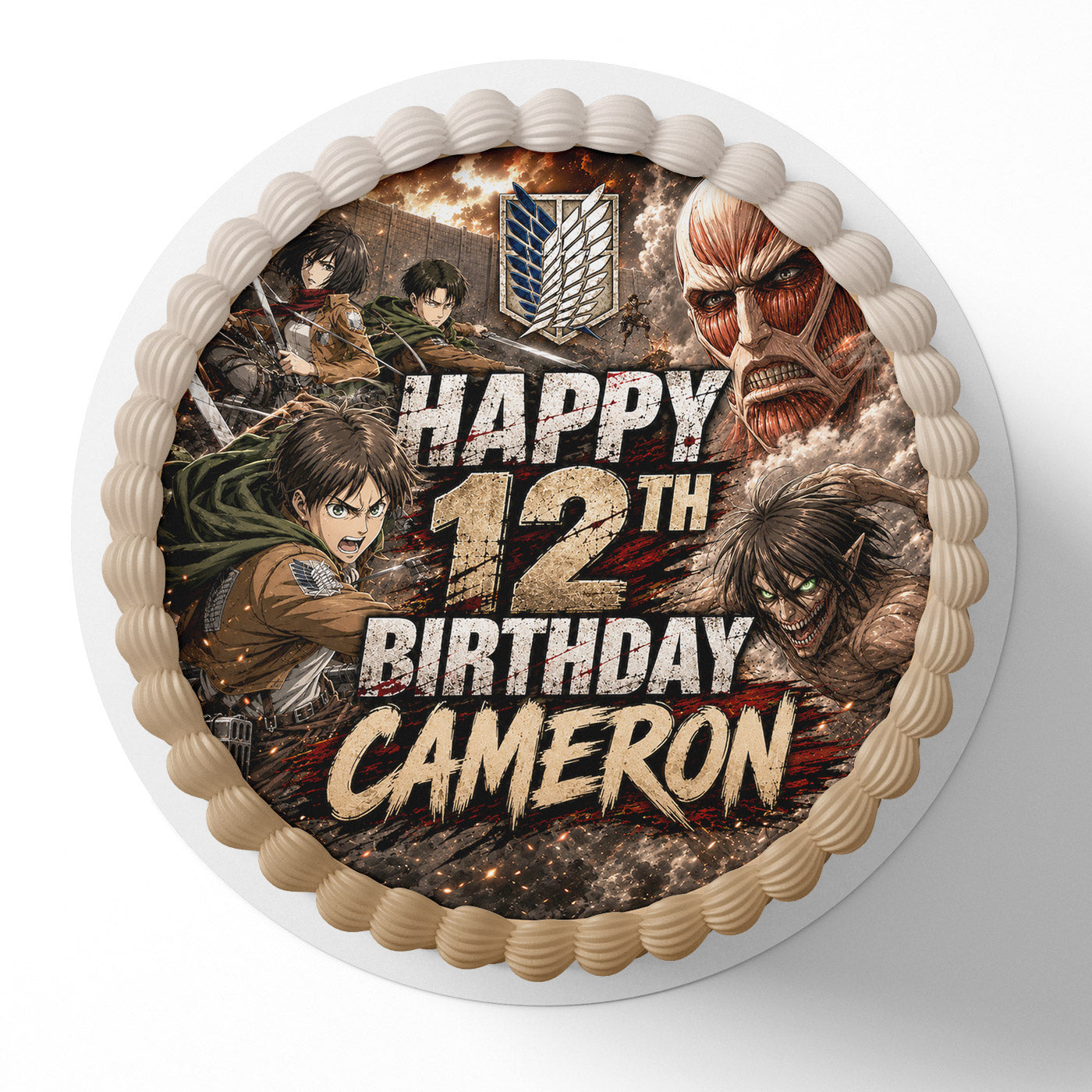 Attack on Titan Anime Series Edible Cake Topper | Birthday Cake Decoration | Photo Cake Image