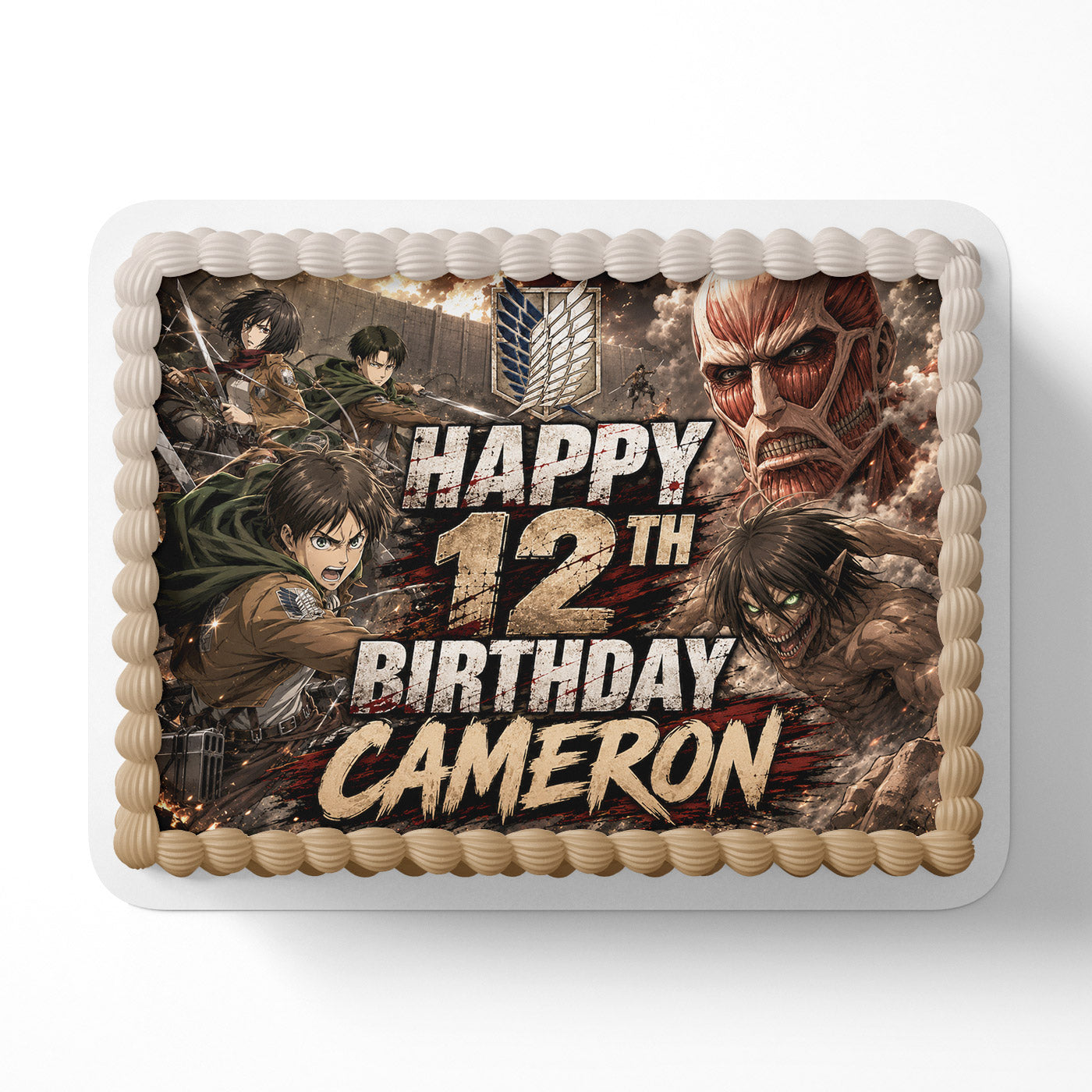 Attack on Titan Anime Series Edible Cake Topper | Birthday Cake Decoration | Photo Cake Image