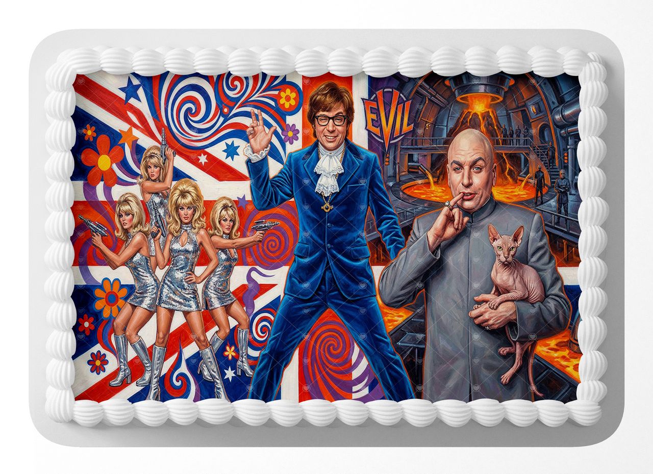 Austin Powers Classic Comedy Film edible cake topper