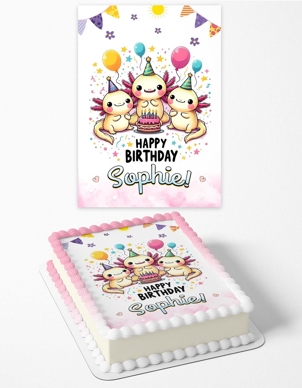 Axolotl Mexican Salamander Edible Cake Topper