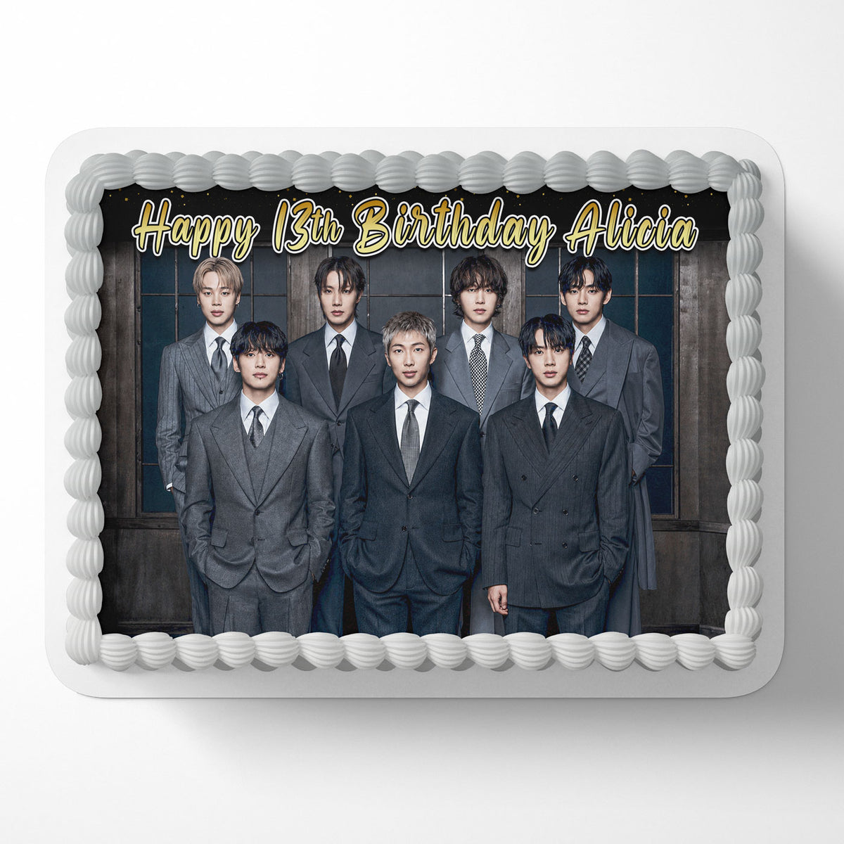 BTS South Korean Band Icing Sheet - Edible Cake Topper | Birthday Cake Decoration | Photo Cake Image