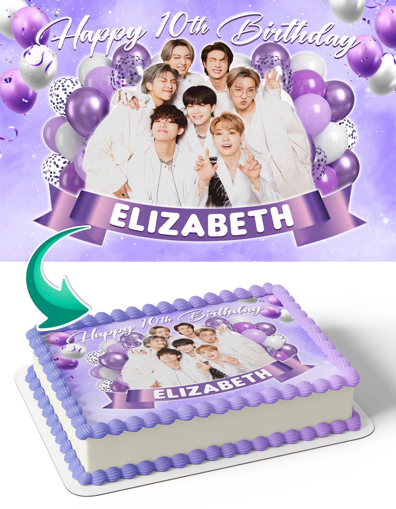 BTS Bangtan Boys KPop Edible Cake Topper