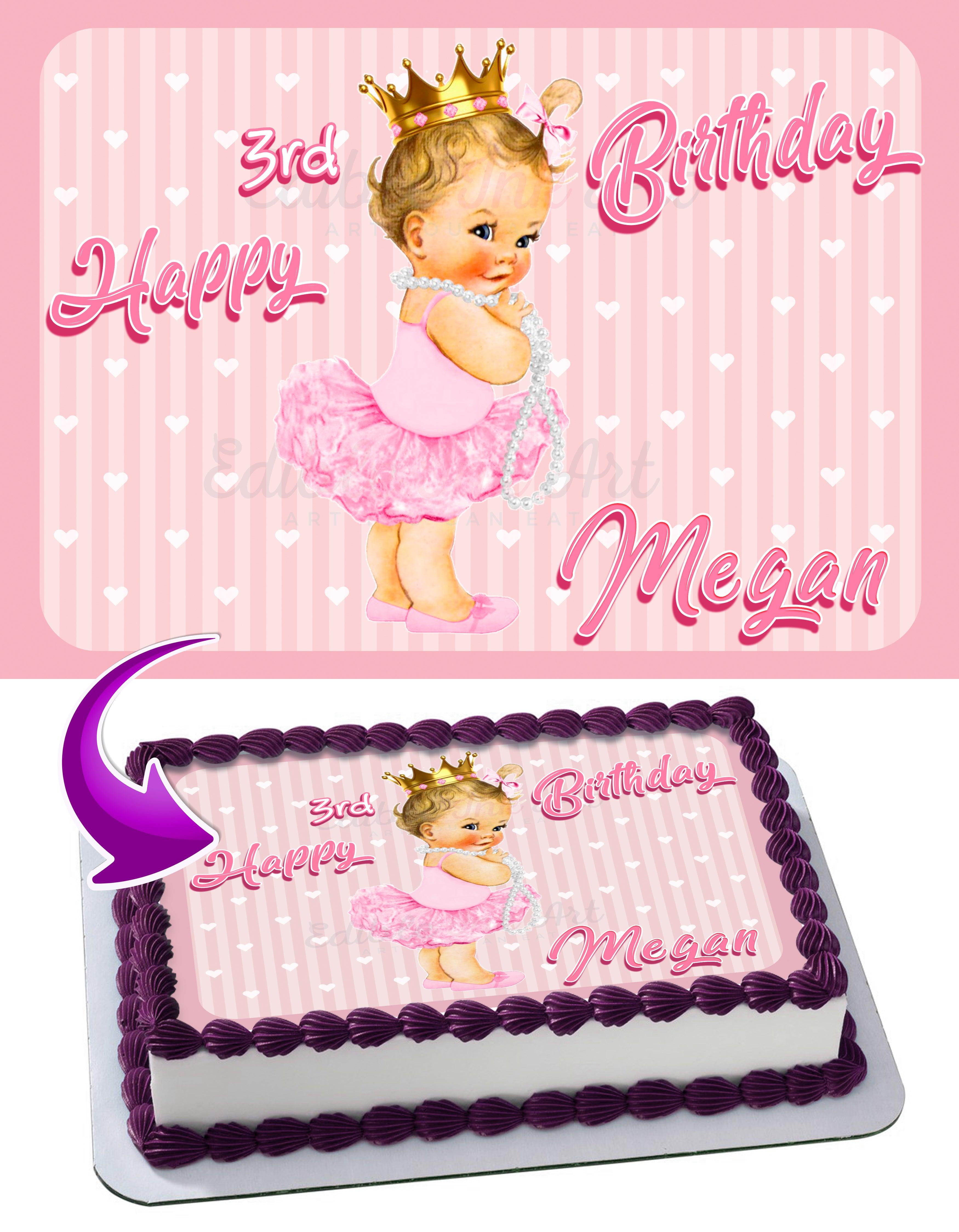 Baby Princess Pink BGS Edible Cake Topper
