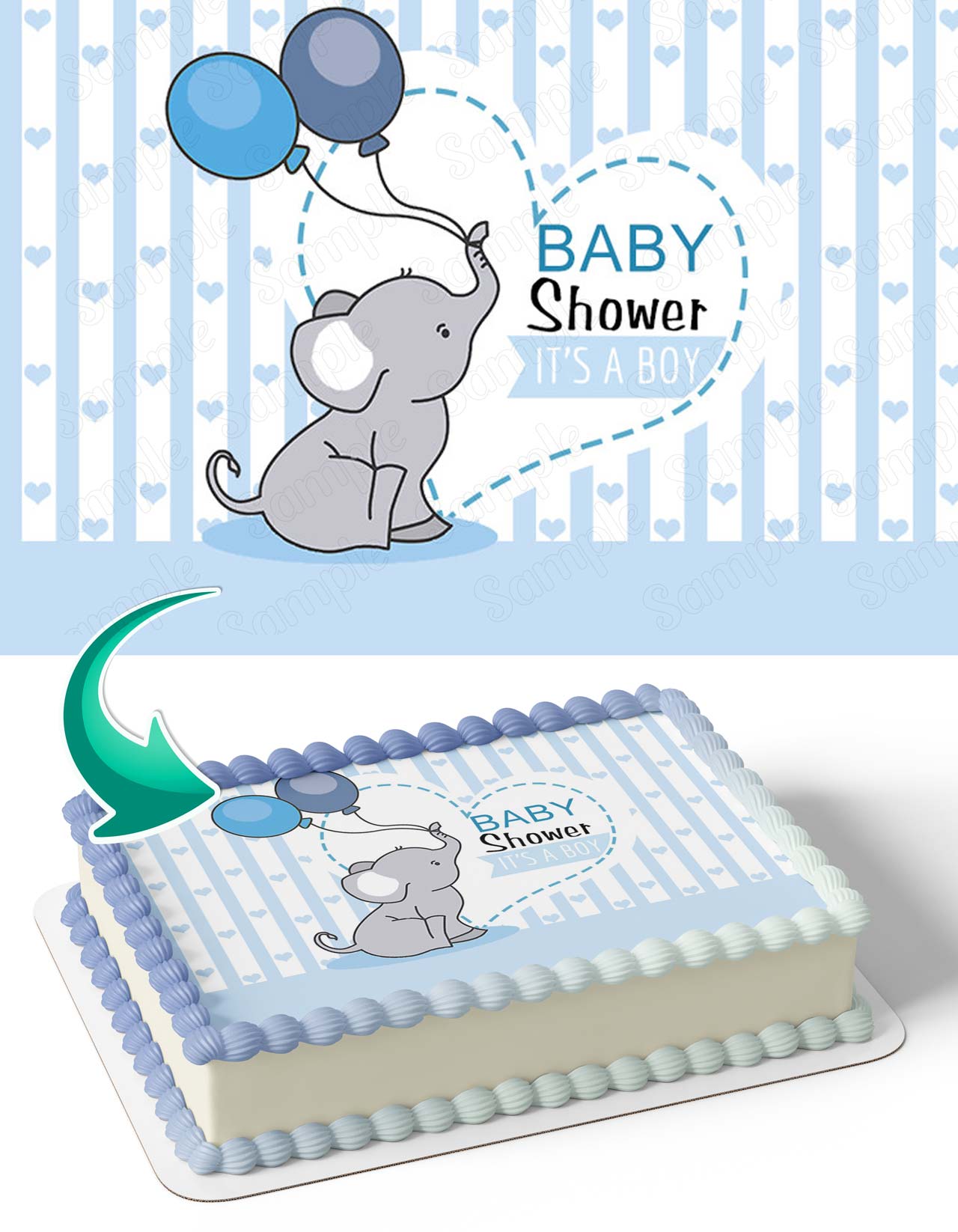 Baby Shower Boy Elephant Its A Boy IAB Edible Cake Topper