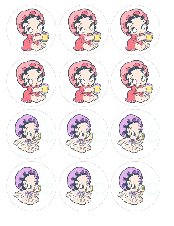 Baby Betty Boop Edible Cupcake Toppers Icing Sheet or Wafer Paper