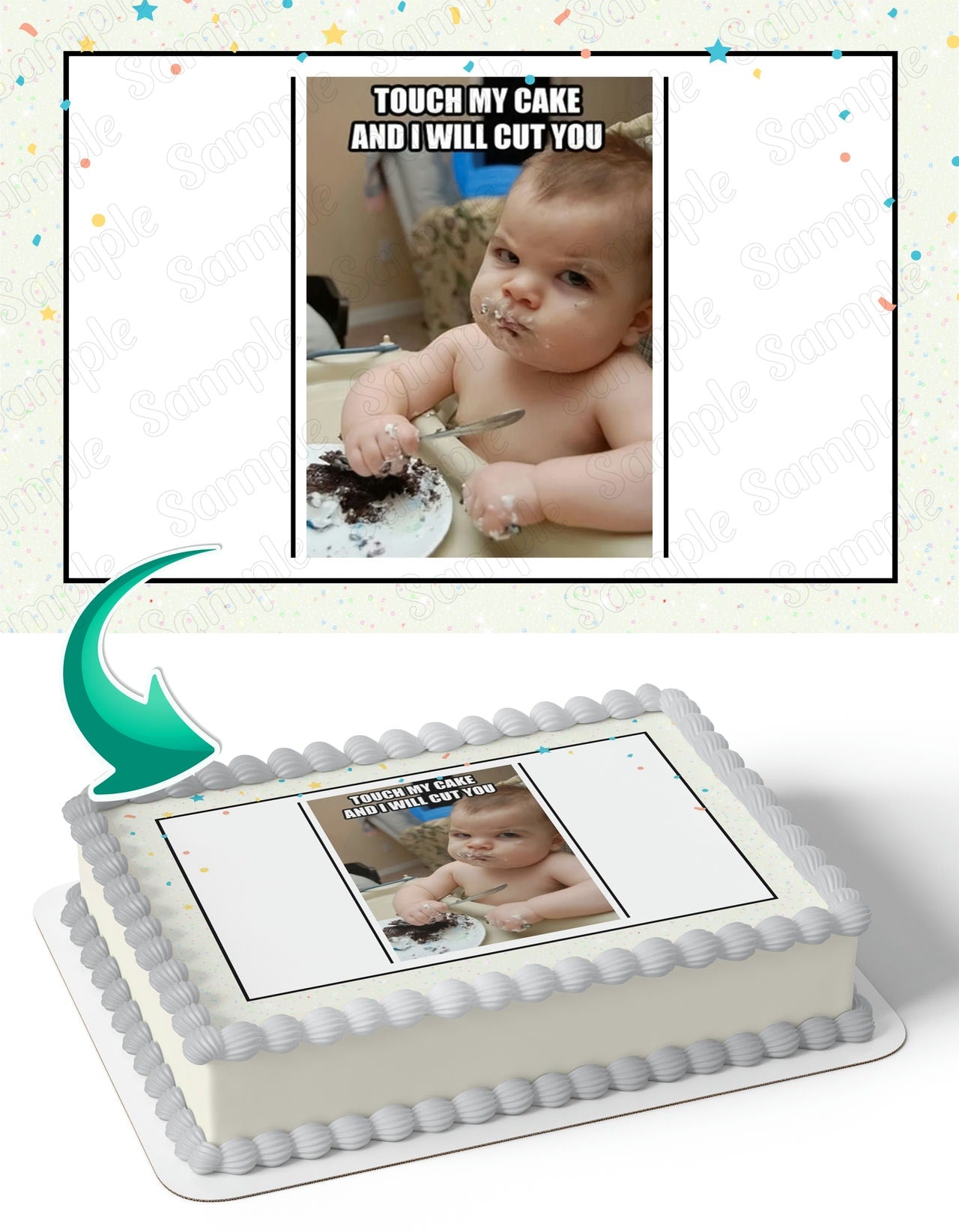 Baby Eating Cake Meme Edible Cake Topper
