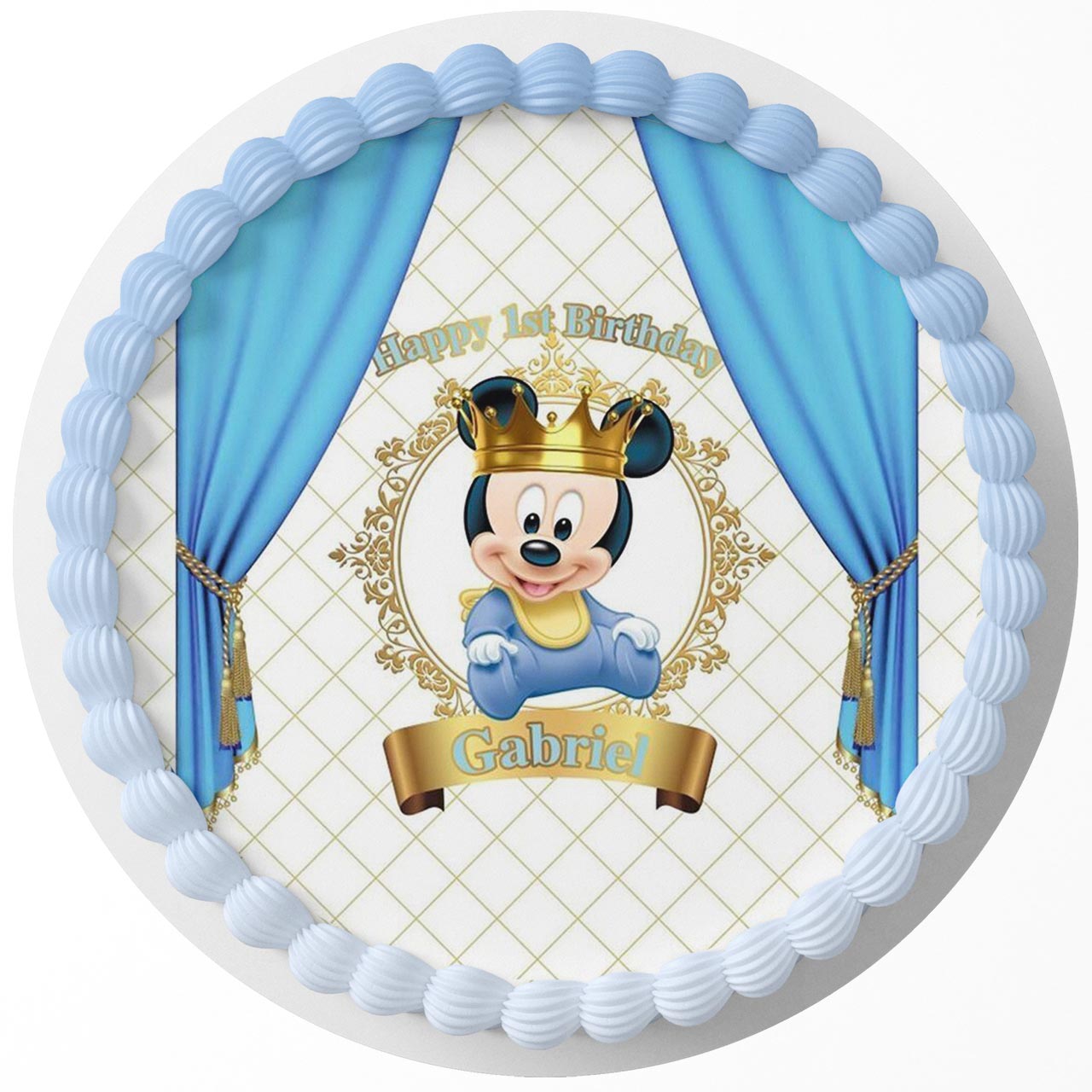 Baby Little Mouse Baby Shower Royal Round – Icing Sheet Birthday - Personalized Edible Cake Topper | Custom Icing Sheet | Birthday Cake Decoration