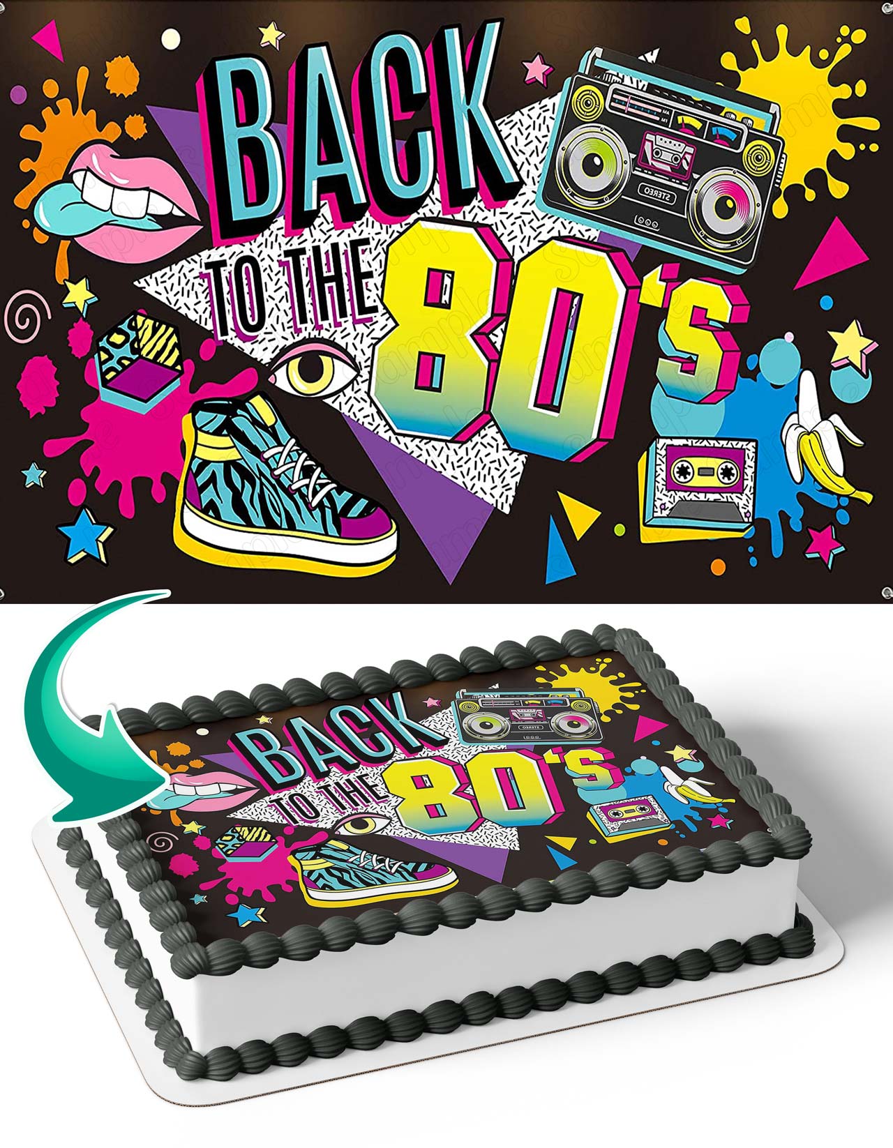Back To 80s Retro Rap Hip Hop Old School Edible Cake Topper