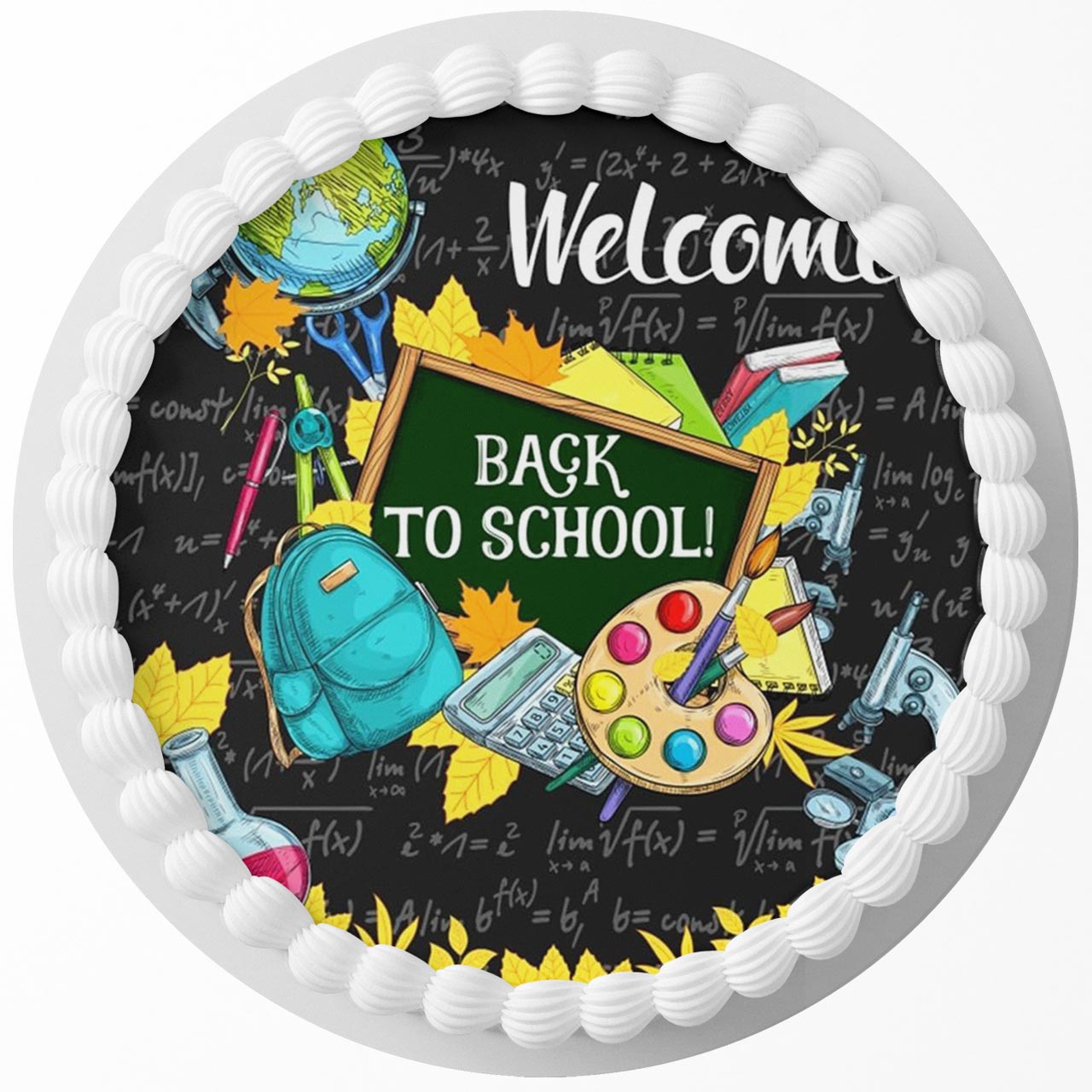 Back To School Round – Icing Sheet Birthday - Personalized Edible Cake Topper | Custom Icing Sheet | Birthday Cake Decoration | Photo Cake Image