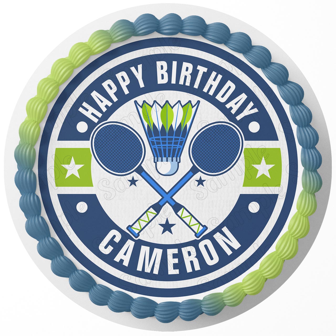 Badminton Round – Icing Sheet Birthday - Personalized Edible Cake Topper | Custom Icing Sheet | Birthday Cake Decoration | Photo Cake Image