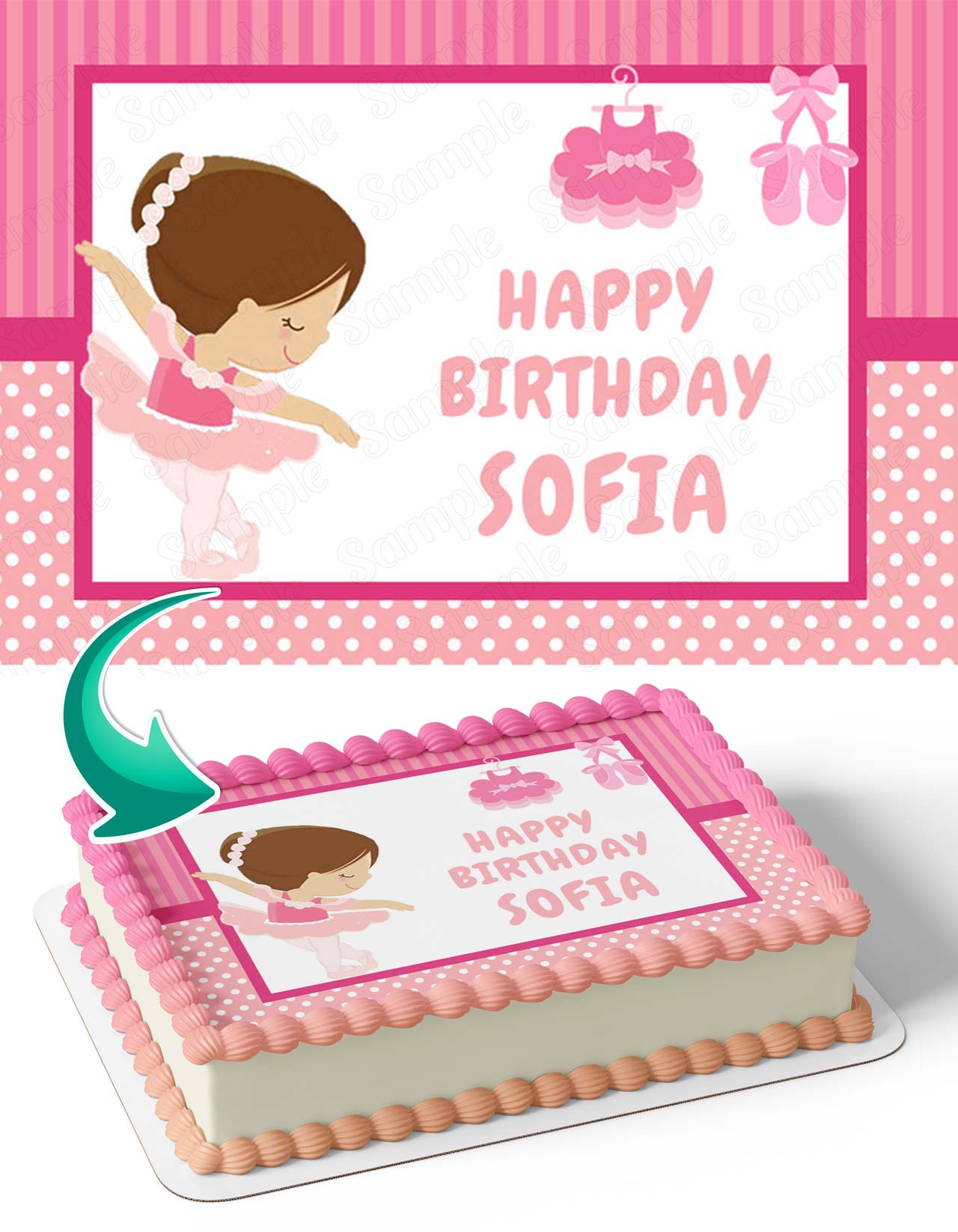 Ballet Dancer Ballerina Dance Pink BDP Edible Cake Topper