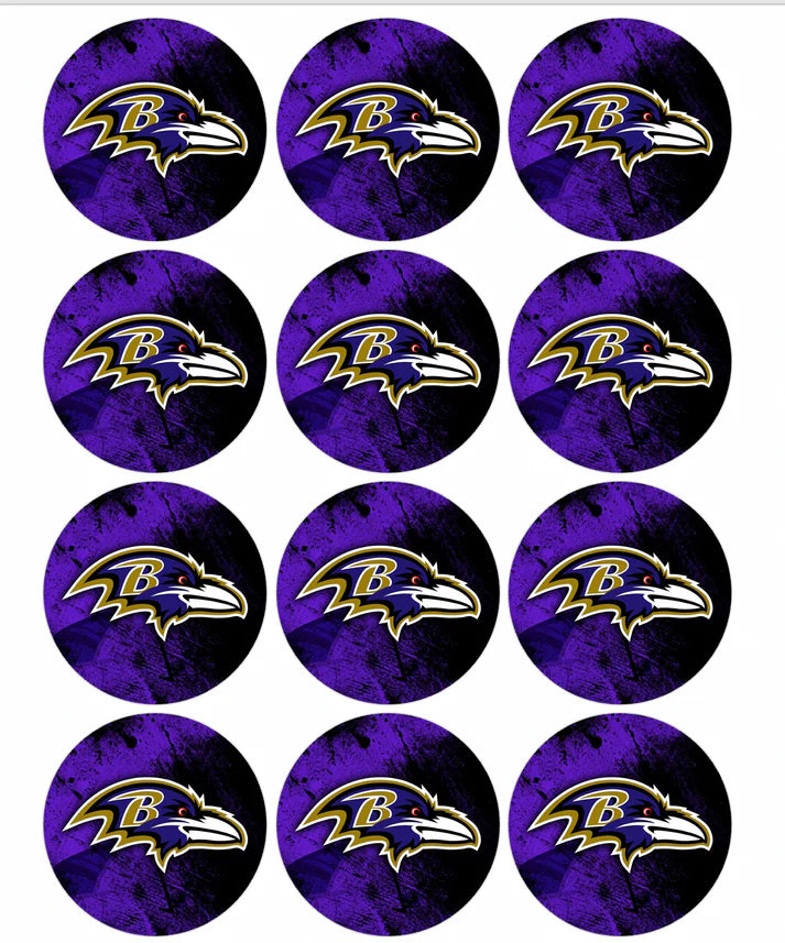 Baltimore Ravens Edible Cupcake Toppers Icing Sheet or Wafer Paper