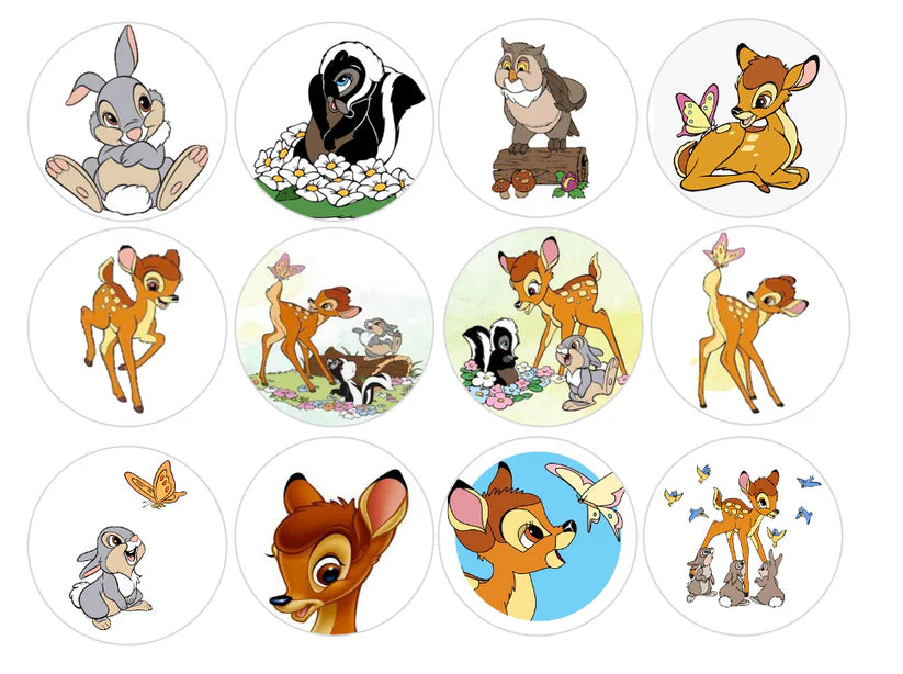Bambi Edible Cupcake Toppers Icing Sheet or Wafer Paper