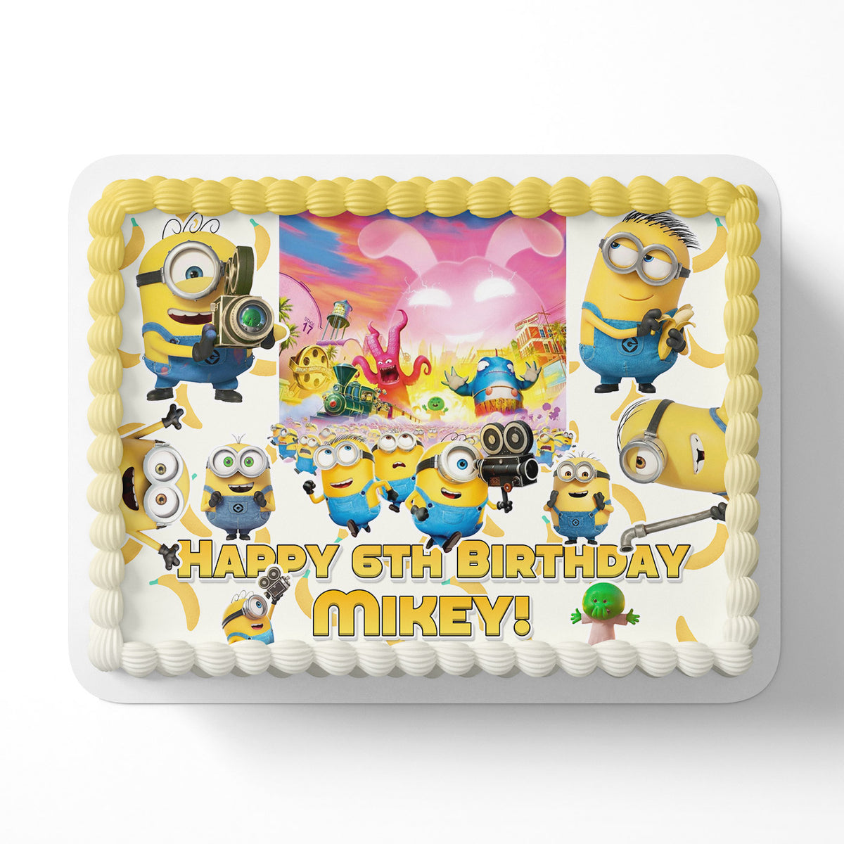 Minions Vs Monster Icing Sheet - Edible Cake Topper | Birthday Cake Decoration | Photo Cake Image