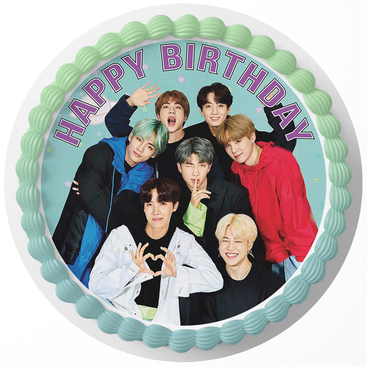 Bangtan Boys BTS SK Boy Band Round – Icing Sheet Birthday - Personalized Edible Cake Topper | Custom Icing Sheet | Birthday Cake Decoration