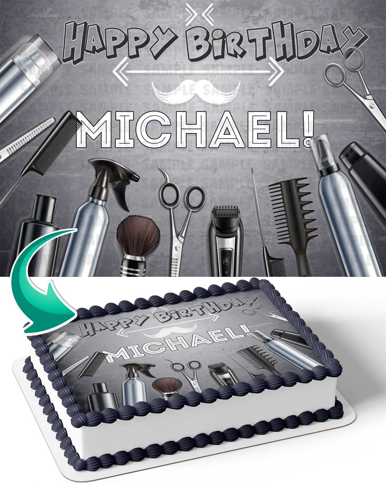 Barbershop Haircut Edible Cake Topper