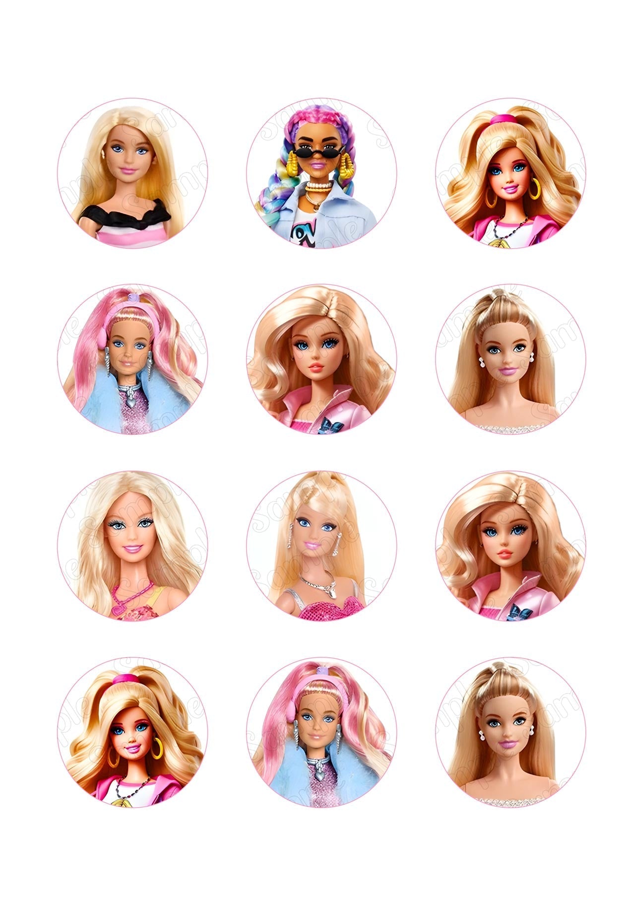 Barbie Cupcake Edible Cupcake Toppers – Round Icing Sheet Birthda - Edible Cake Topper | Icing Sheet | Birthday Cake Decoration