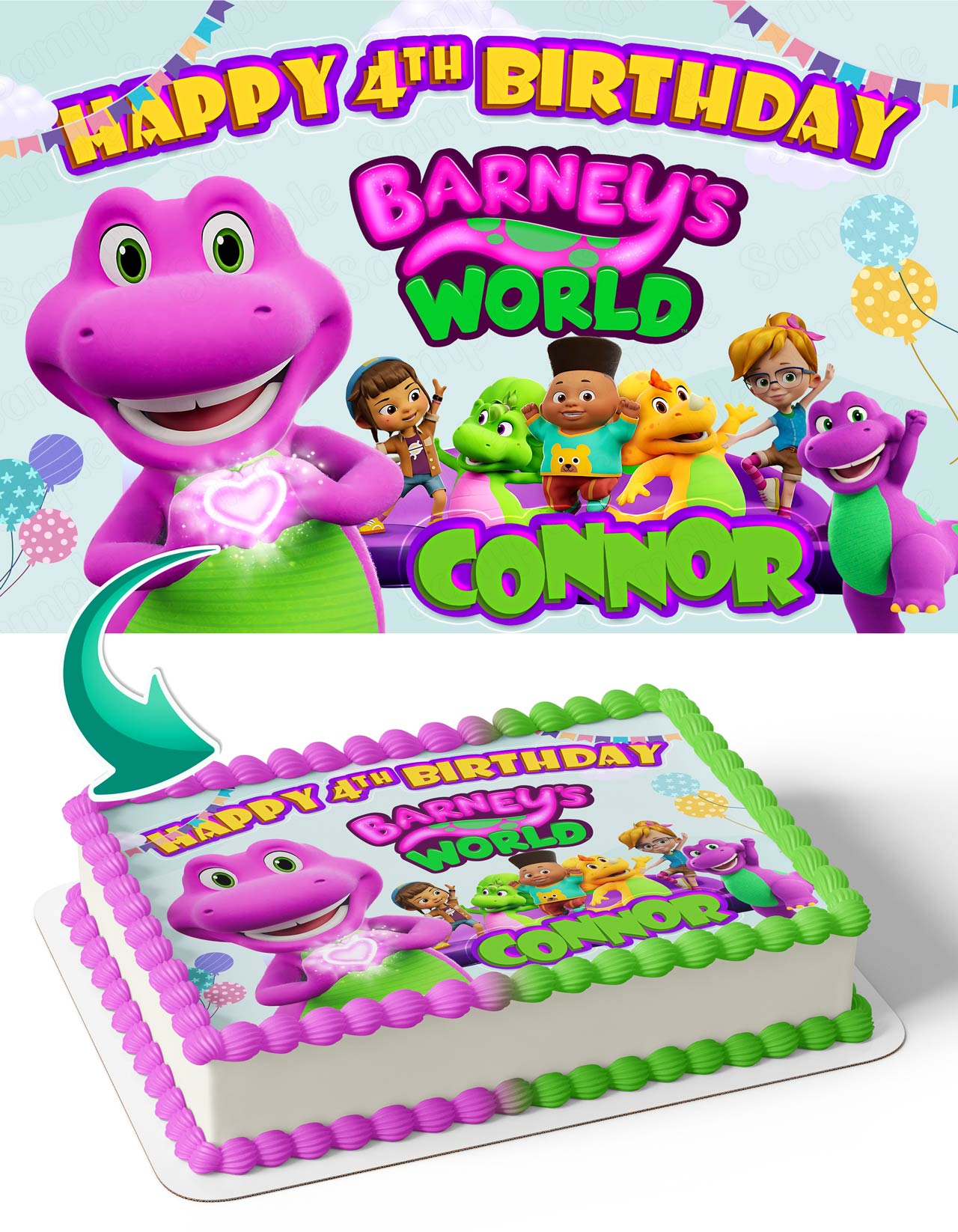Barneys World Kids Themed Edible Cake Topper