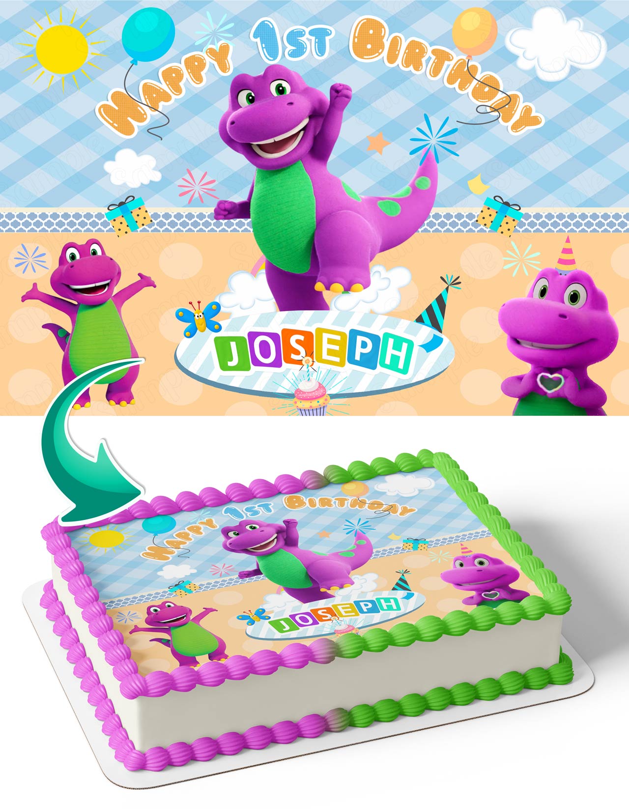 Barneys World Kids Fun Edible Cake Topper