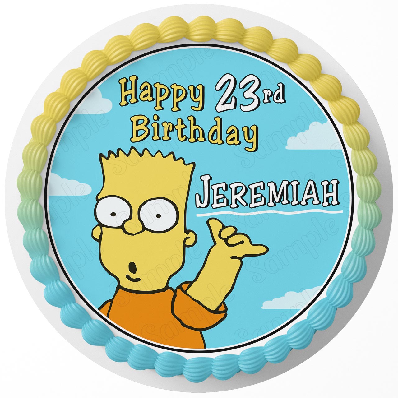 Bart Fun Party Theme Round – Icing Sheet Birthday - Personalized Edible Cake Topper | Custom Icing Sheet | Birthday Cake Decoration