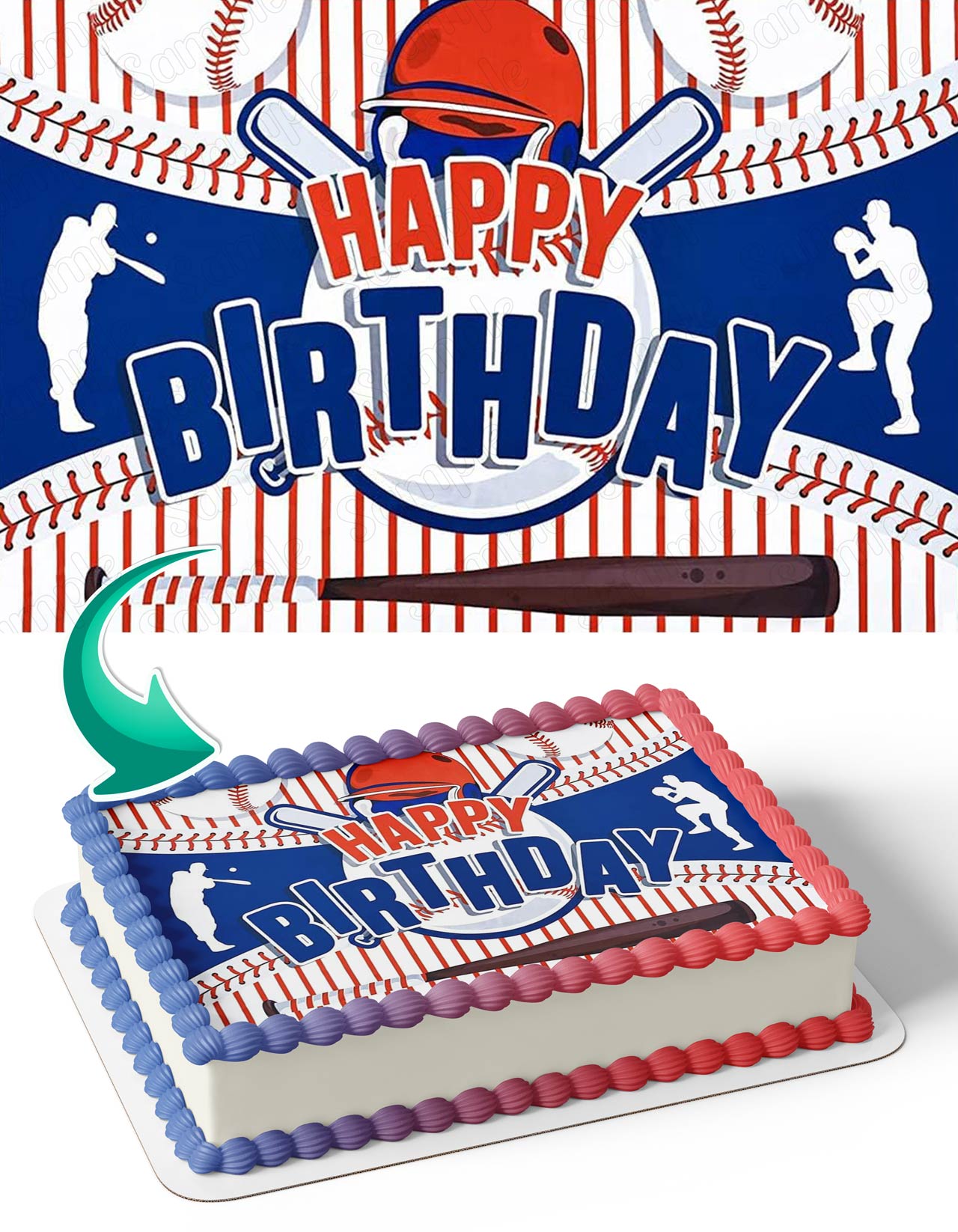 Baseball Player Batting Edible Cake Topper