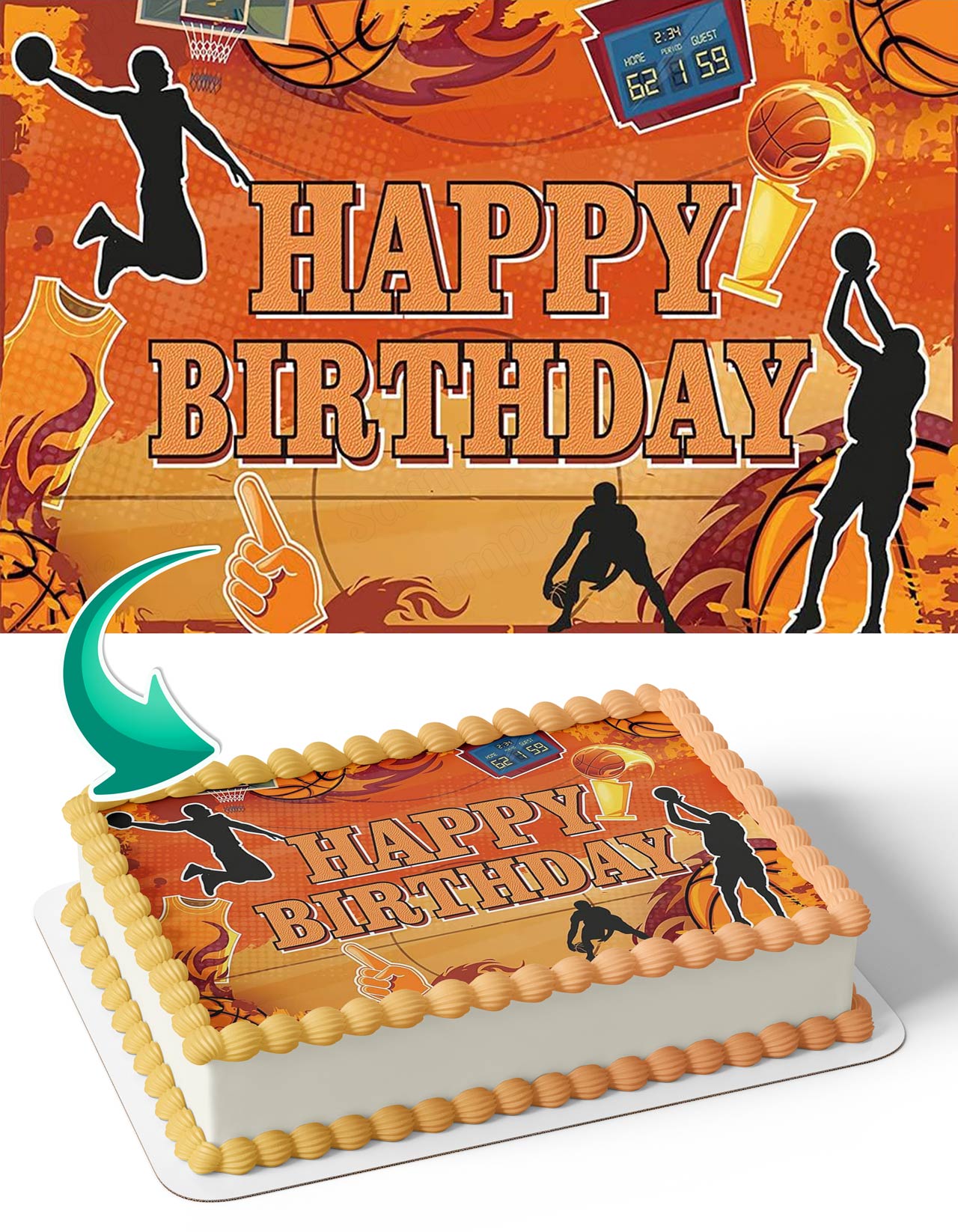 Basketball Court Winner Trophy Edible Cake Topper