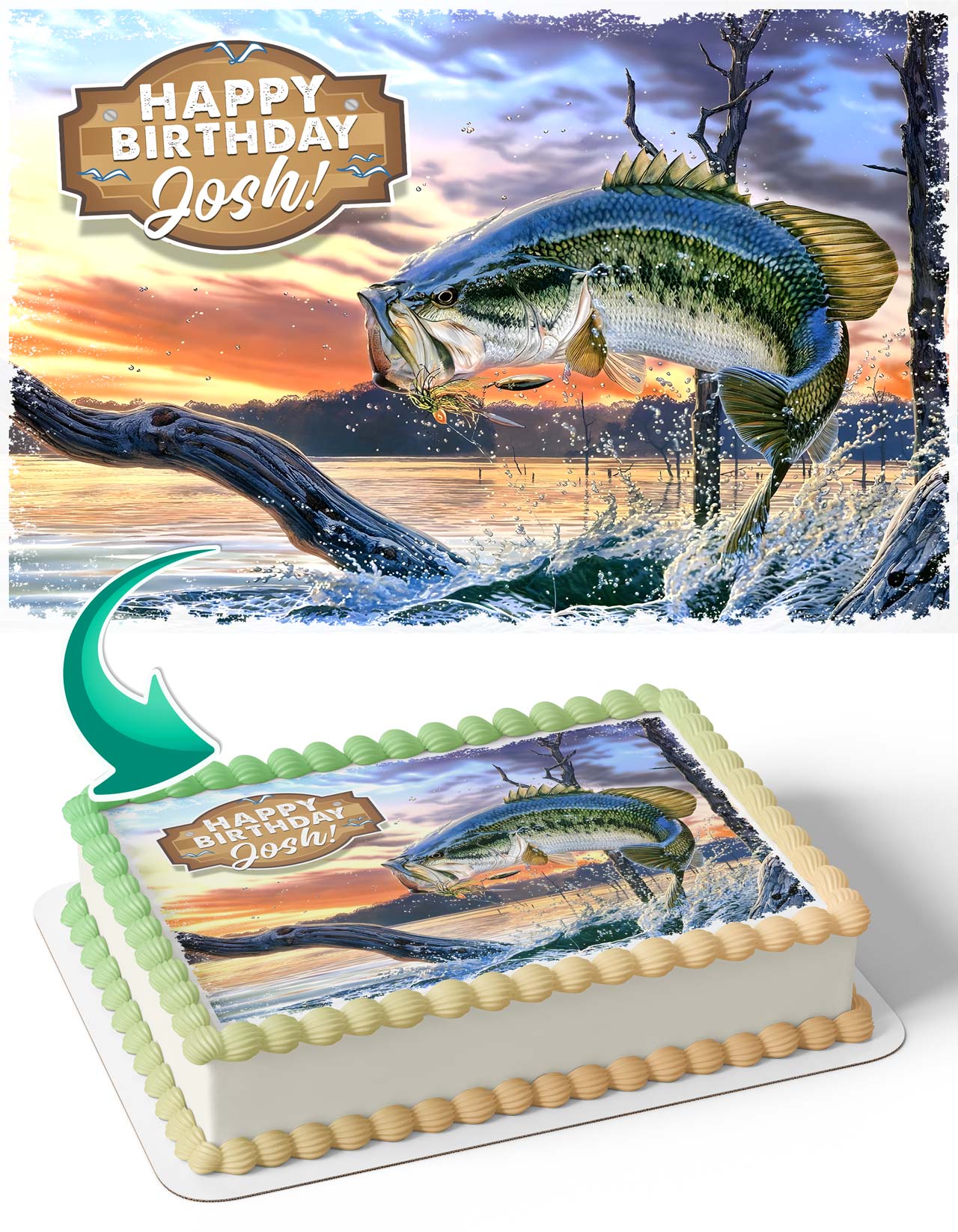 Bass Pro Shops Salmon Fishing Season Edible Cake Topper