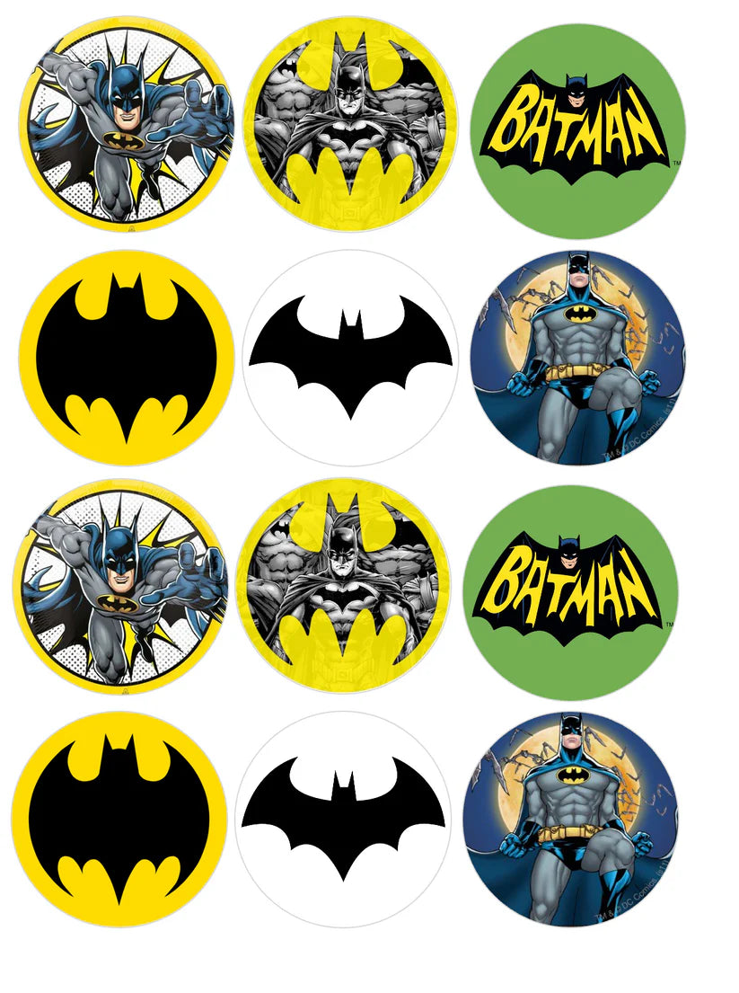 Batman Edible Cupcake Toppers Icing Sheet or Wafer Paper