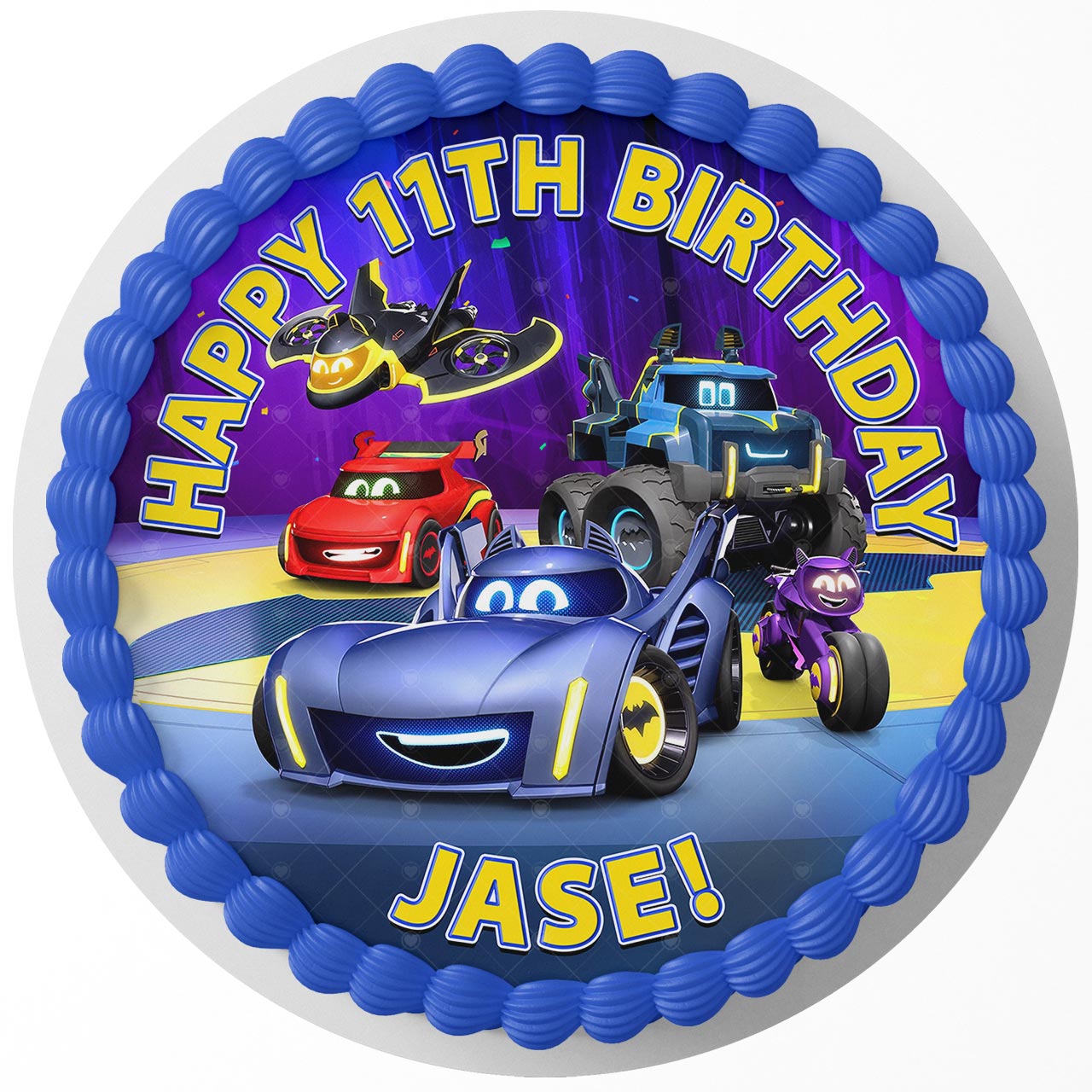Batwheels Round – Icing Sheet Birthday - Personalized Edible Cake Topper | Custom Icing Sheet | Birthday Cake Decoration | Photo Cake Image