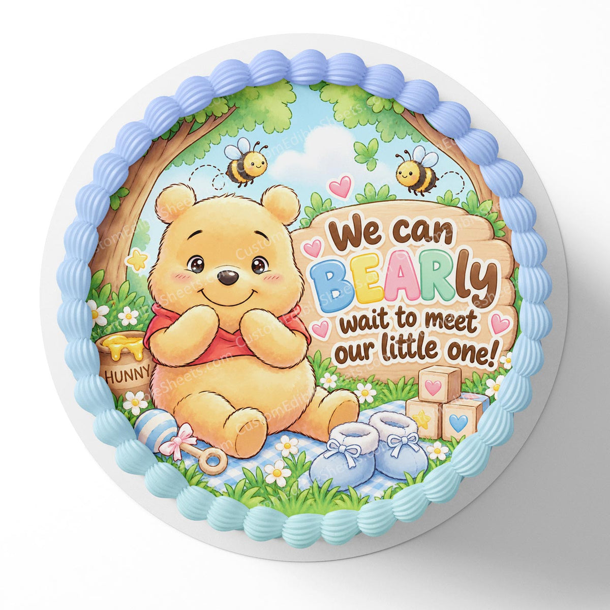 Teddy Bear We can BEARly Wait to Meet Our Little One! Edible Cake Topper Cake Decoration Photo Cake Image Custom
