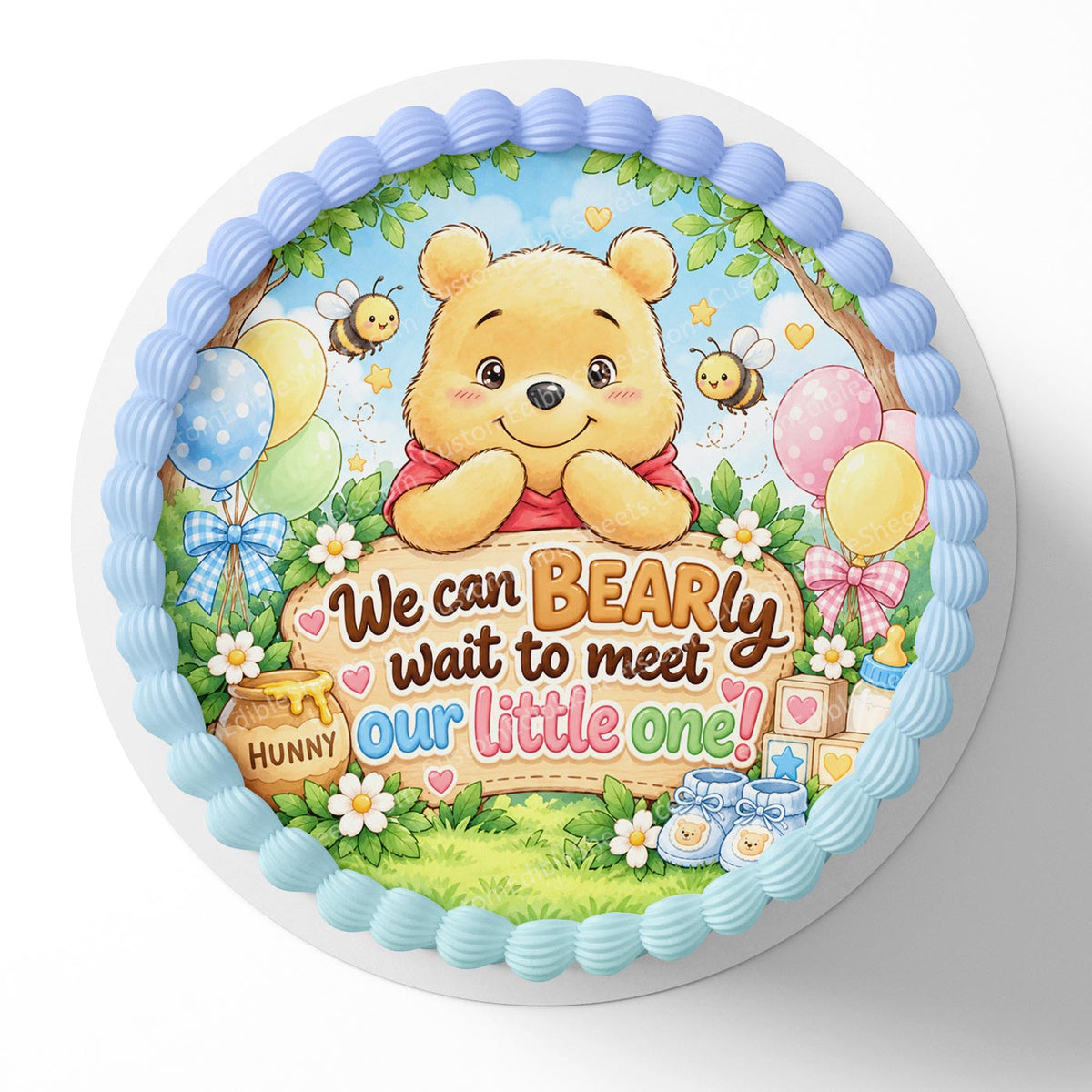 We can BEARly Wait to Meet Our Little One! Teddy Bear Edible Cake Topper Cake Decoration Photo Cake Image Custom