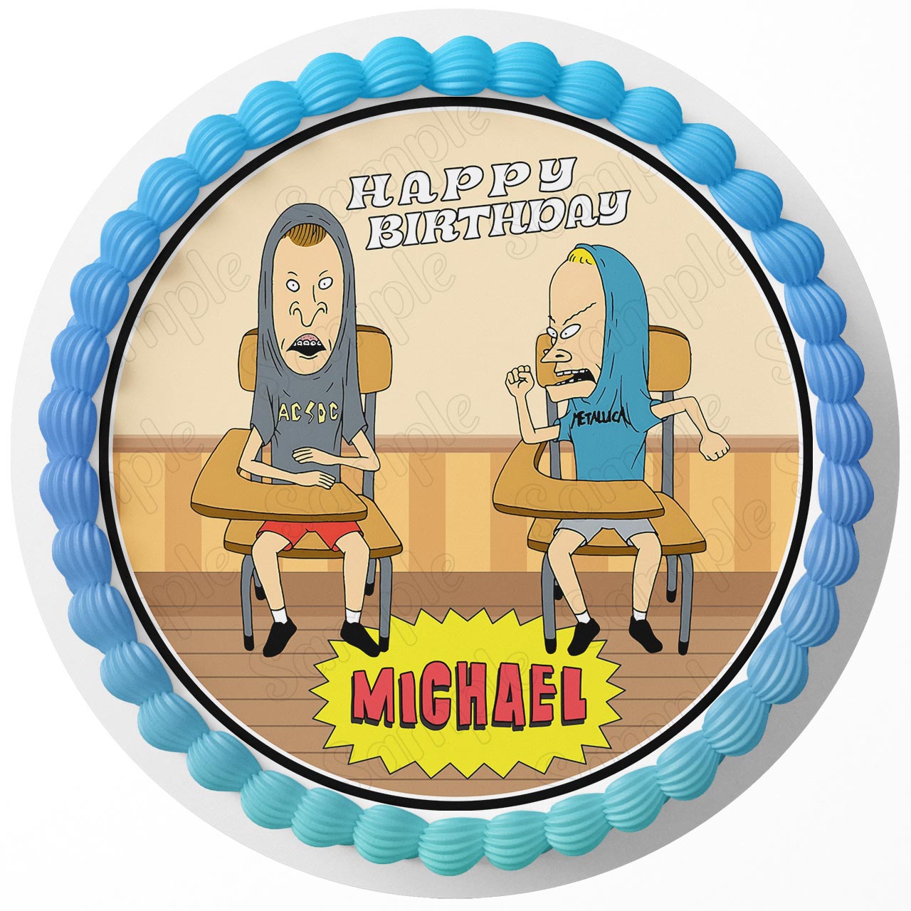 Beavis and butthead Round – Icing Sheet Birthday - Personalized Edible Cake Topper | Custom Icing Sheet | Birthday Cake Decoration