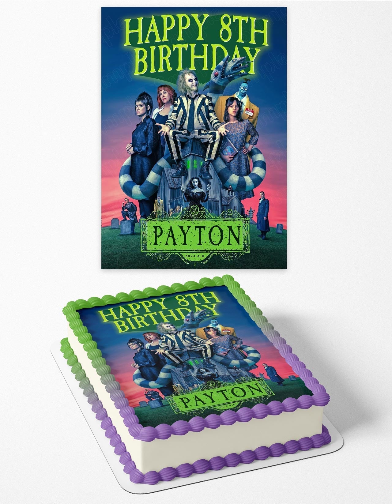 Beetlejuice Beetlejuice 2 Themed BJ Edible Cake Topper