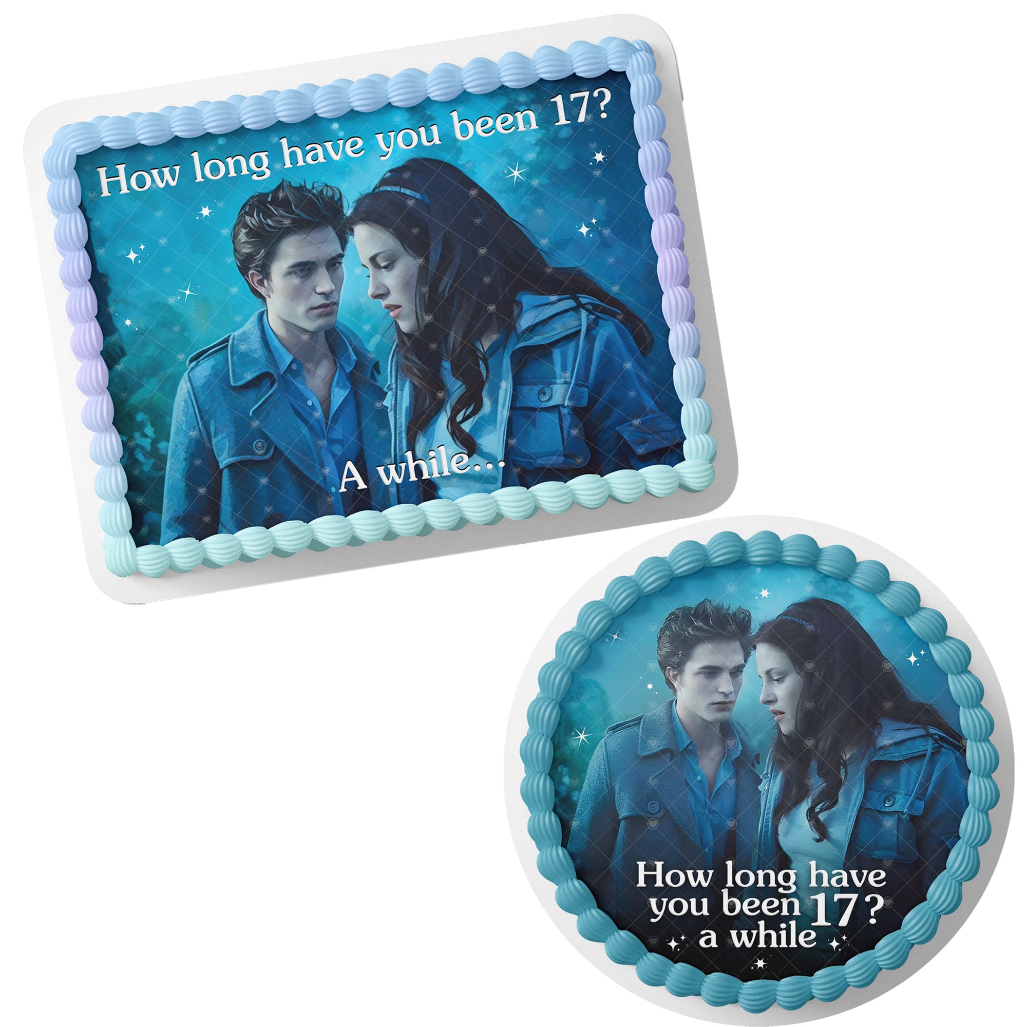 Twilight Bella Edward How Long Have You Been – Icing Sheet - Personalized Edible Cake Topper | Custom Icing Sheet | Birthday Cake Decoration
