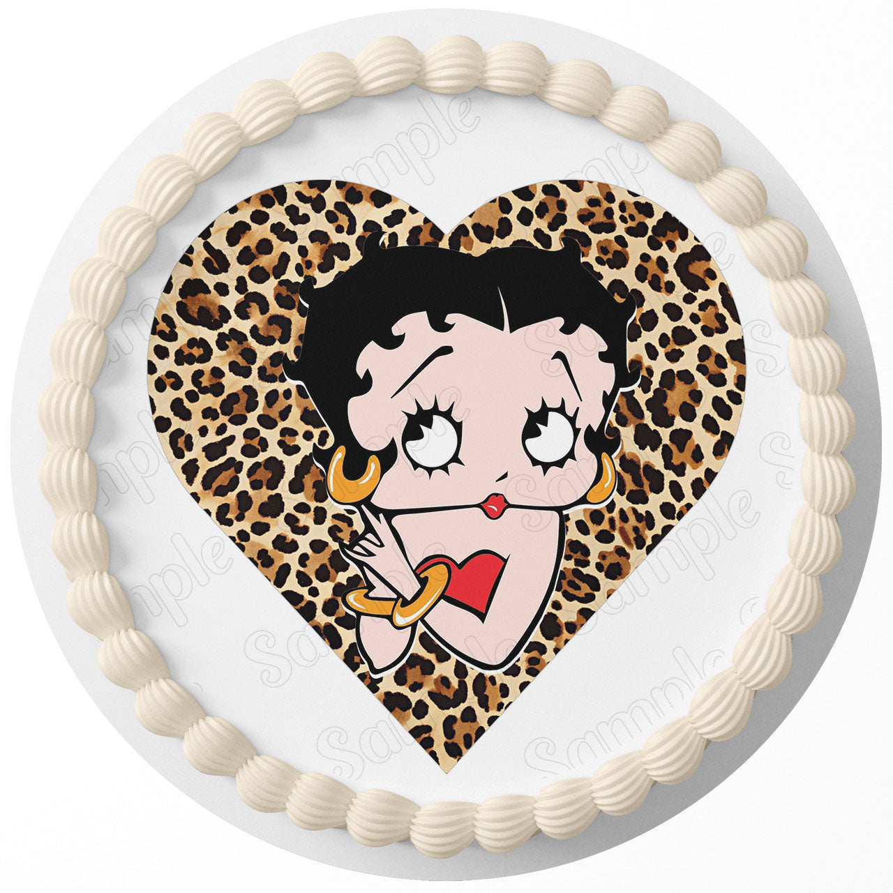 Betty Boop HearLeopa Round – Icing Sheet Birthday - Personalized Edible Cake Topper | Custom Icing Sheet | Birthday Cake Decoration
