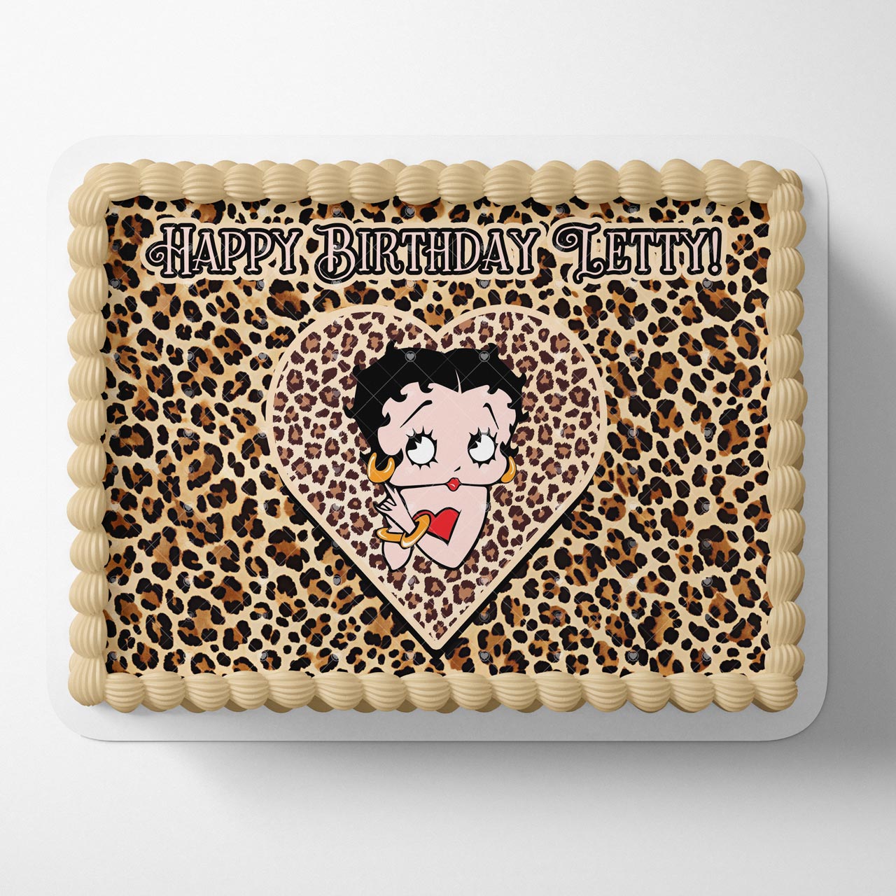 Betty Heart Leopard Edible Cake Topper