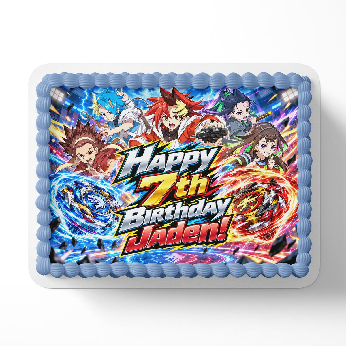 Beyblade Edible Cake Topper | Birthday Cake Decoration | Photo Cake Image | Custom Edible Cake Topper