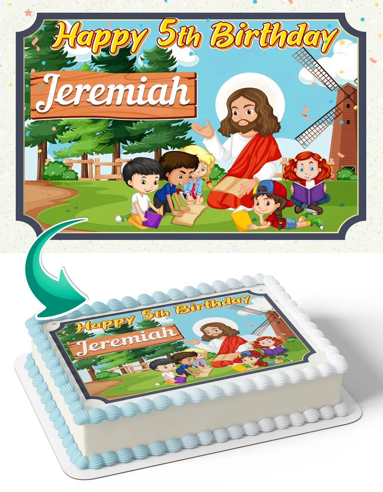 Bible Jesus of Nazareth Teaching Children Edible Cake Topper