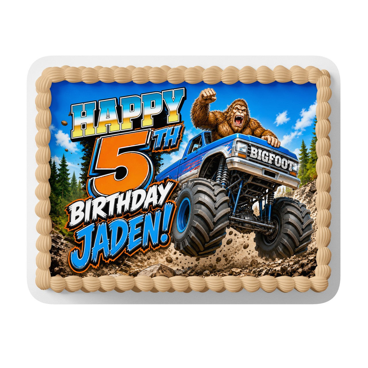 Bigfoot Monster Truck Edible Cake Topper | Birthday Cake Decoration | Photo Cake Image