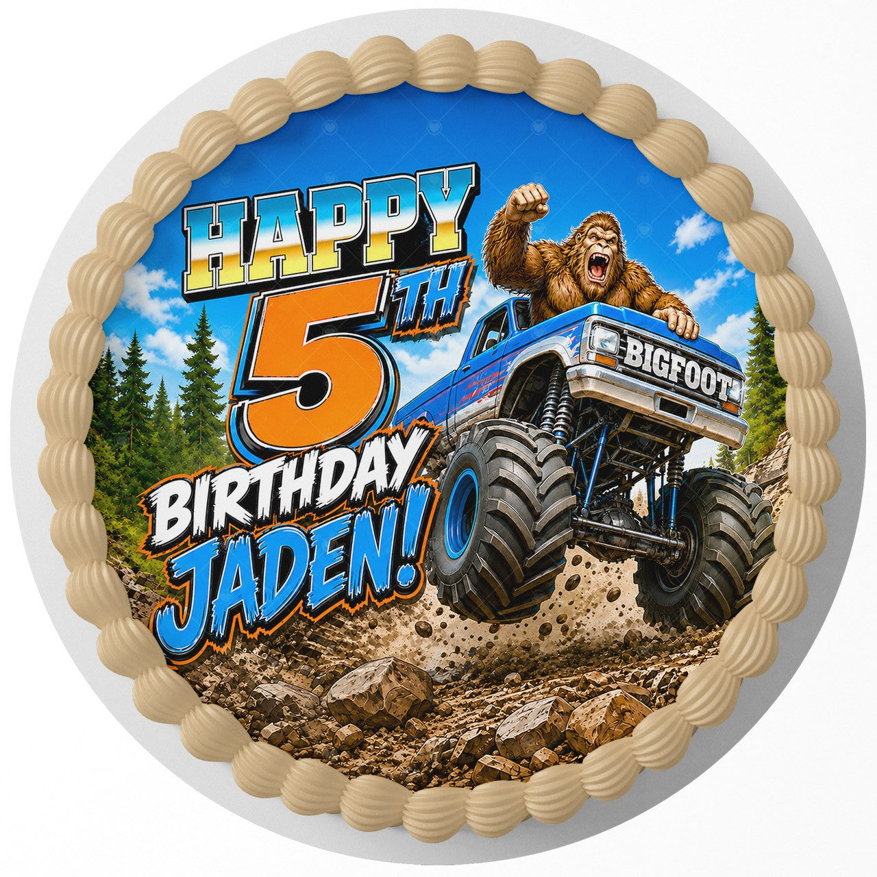 Bigfoot Monster Truck Edible Cake Topper | Birthday Cake Decoration | Photo Cake Image