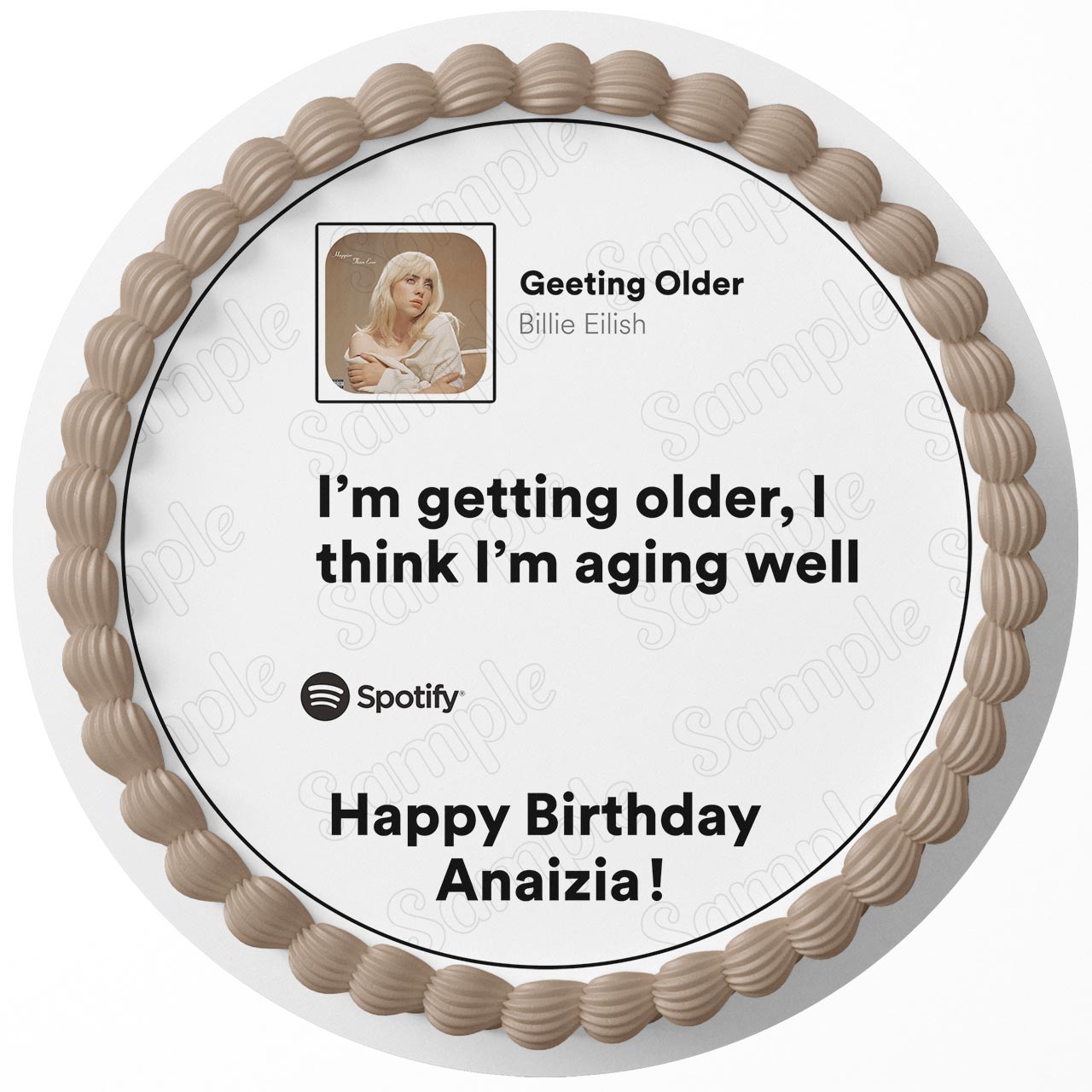 Eilish Girl Happier Than Ever Older BE Round – Icing Sheet Birthd - Personalized Edible Cake Topper | Custom Icing Sheet | Birthday Cake Decoration