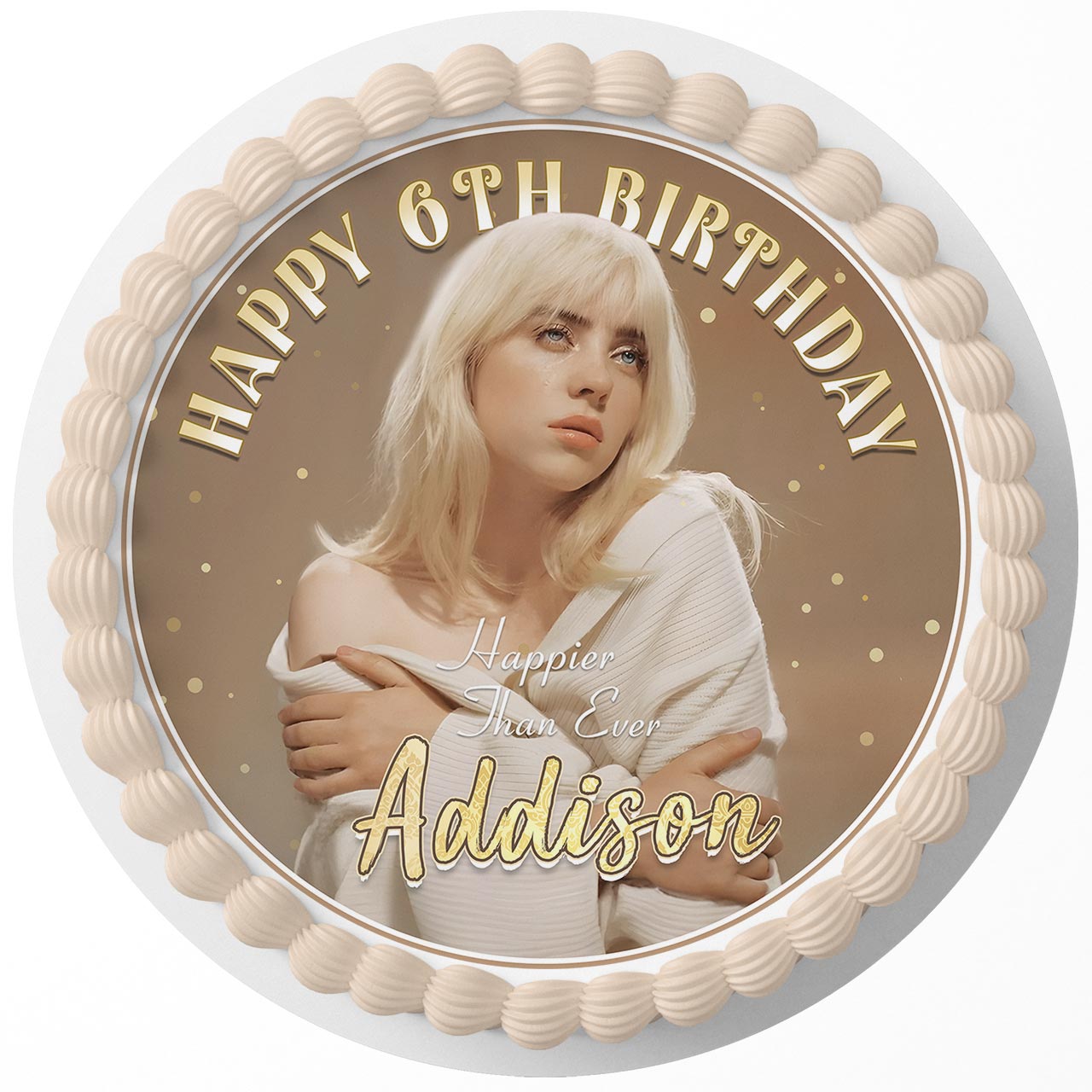 Eilish Girl Happier Than Ever Round – Icing Sheet Birthday - Personalized Edible Cake Topper | Custom Icing Sheet | Birthday Cake Decoration