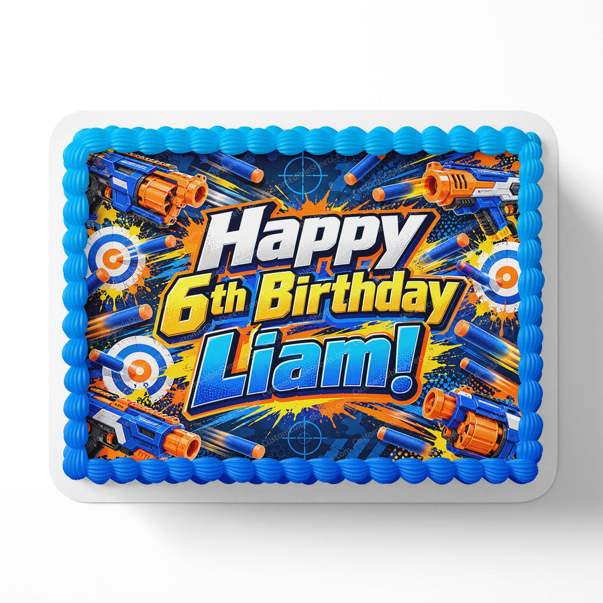 Tactical Guns Targets Bullets Kids Blaster Bash Edible Cake Topper Decoration | Photo Cake Image Custom