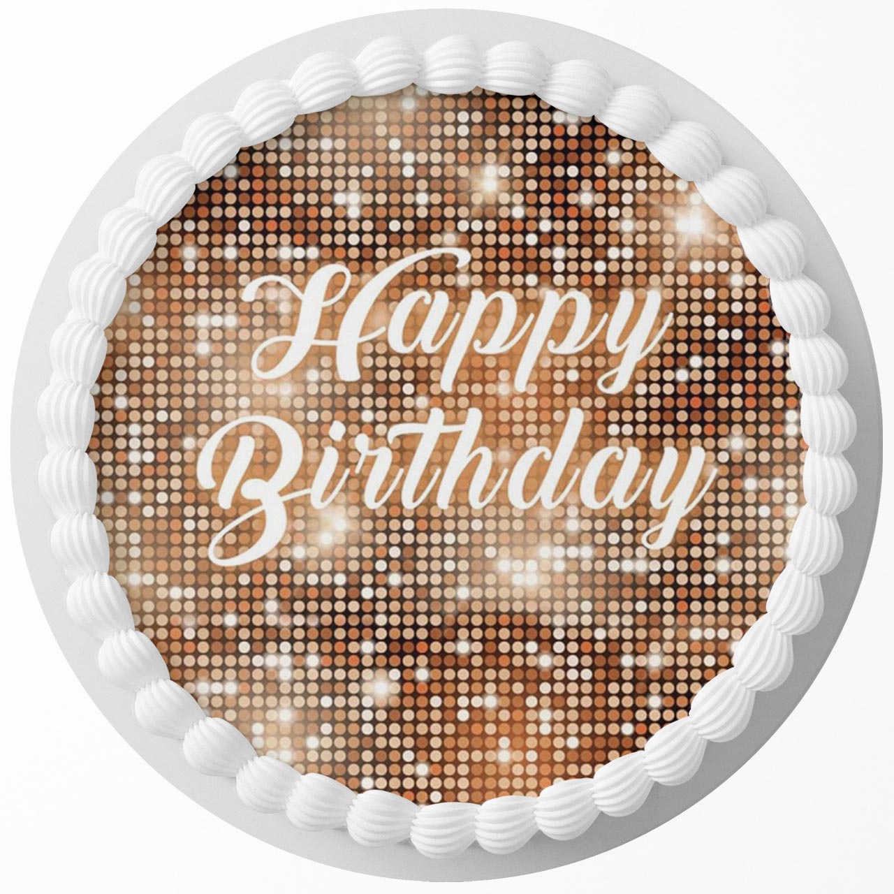 Birthday Shine Glamour Luxury Fashion Glitter Round – Icing Sheet - Personalized Edible Cake Topper | Custom Icing Sheet | Birthday Cake Decoration