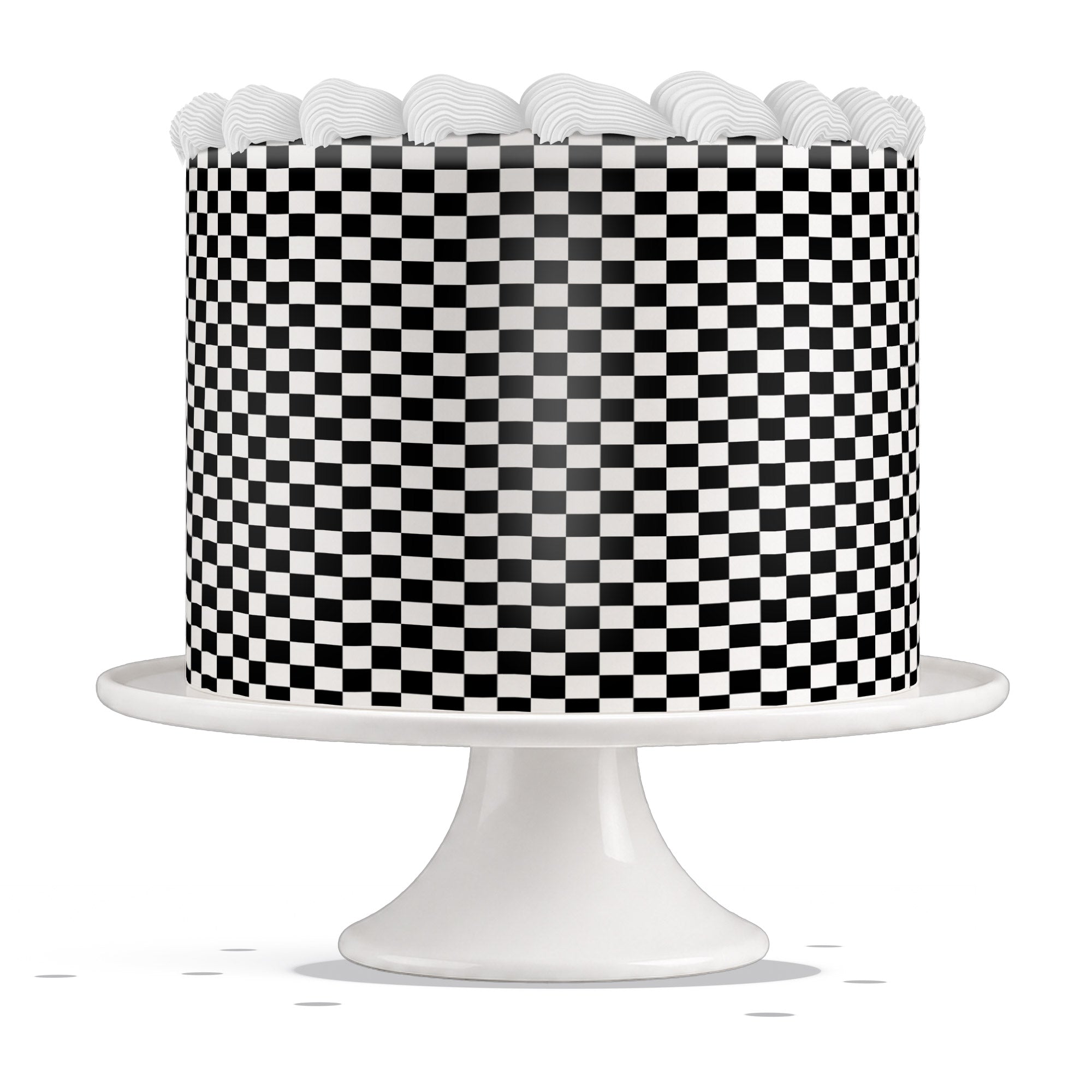 Black And White Checkered Edible Cake Wrap Strip – Icing Sheet Ca - Edible Cake Topper | Icing Sheet | Birthday Cake Decoration