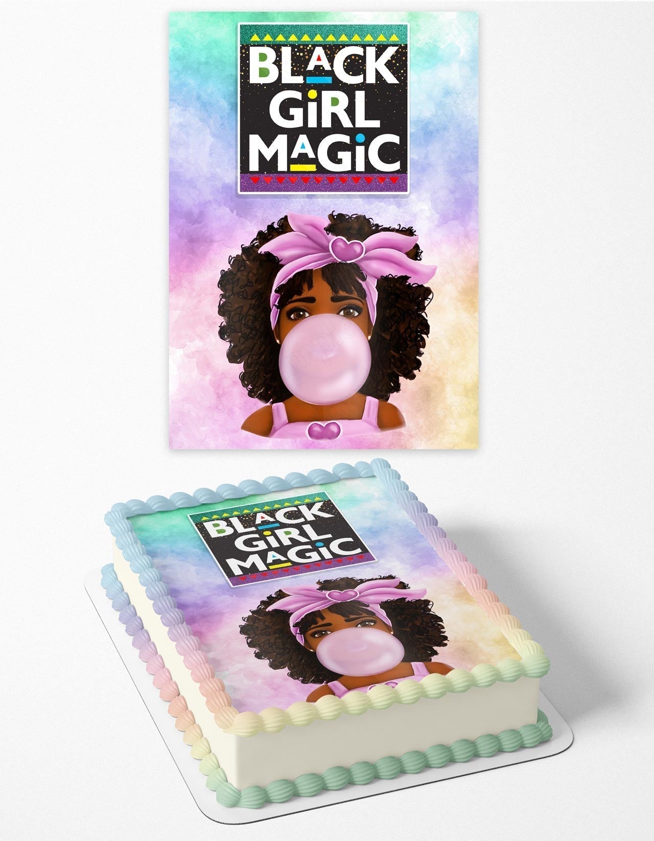 Black Girl Magic Afro Edible Cake Topper