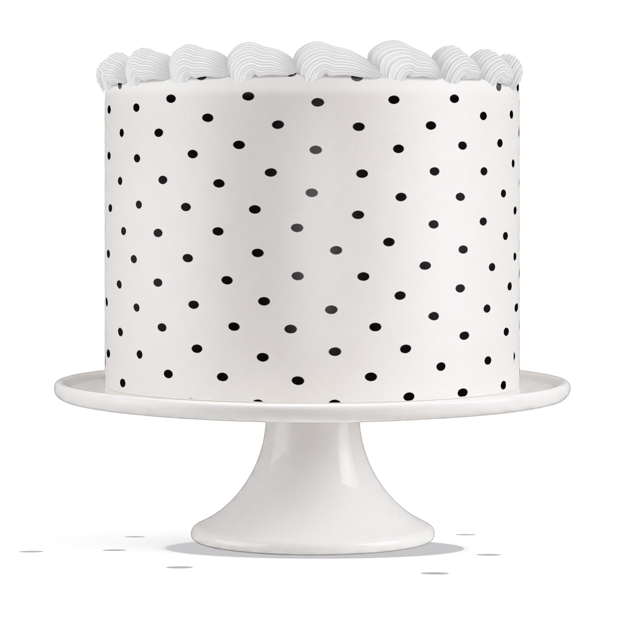 Black Polka Dots On White Edible Cake Wrap Strip – Icing Sheet Ca - Edible Cake Topper | Icing Sheet | Birthday Cake Decoration