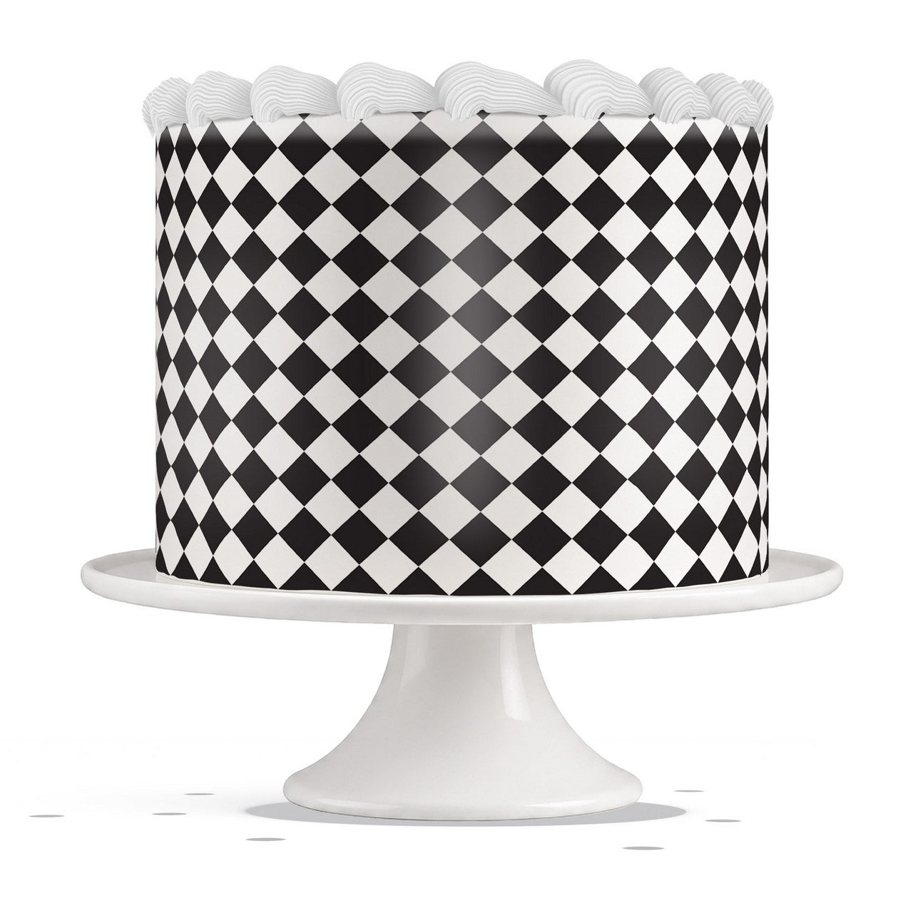 Black and White Harlequin Diamonds edible cake wrap strip icing sheet