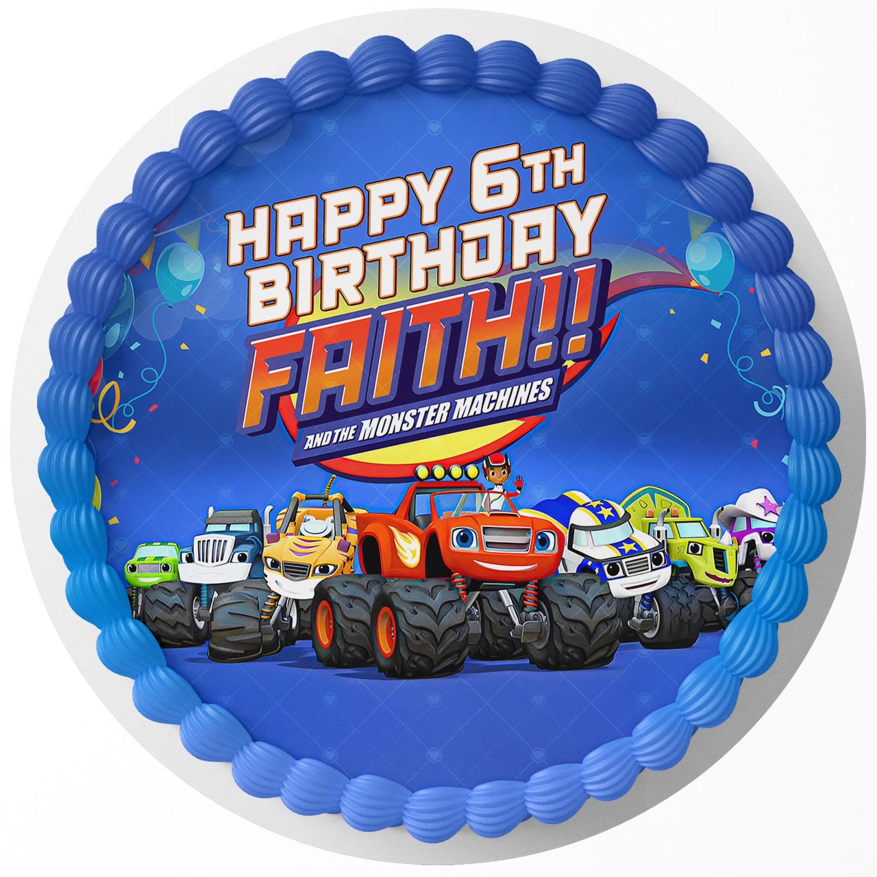 Blaze and the Monster Machines BMM Round – Icing Sheet Birthday - Personalized Edible Cake Topper | Custom Icing Sheet | Birthday Cake Decoration